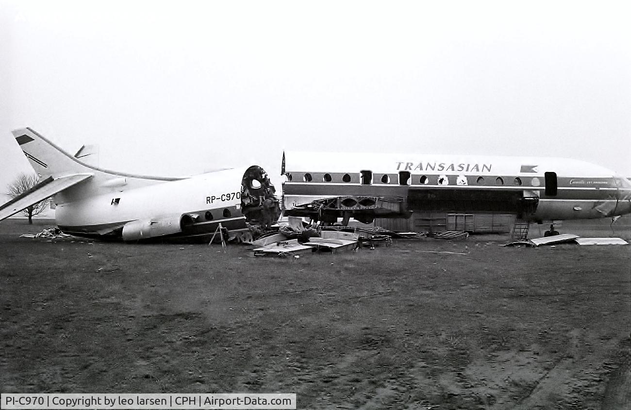 PI-C970, 1961 Sud Aviation SE-210 Caravelle VI-R C/N 090, Copenhagen 4.1977 duing dismantling.