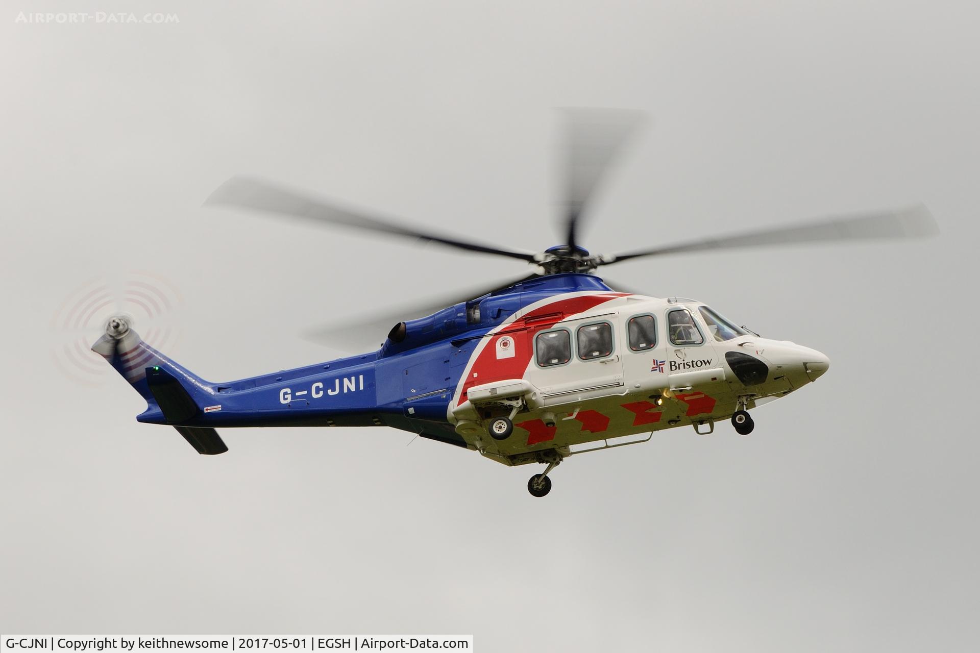 G-CJNI, 2014 AgustaWestland AW-139 C/N 41374, Returning from test flight.
