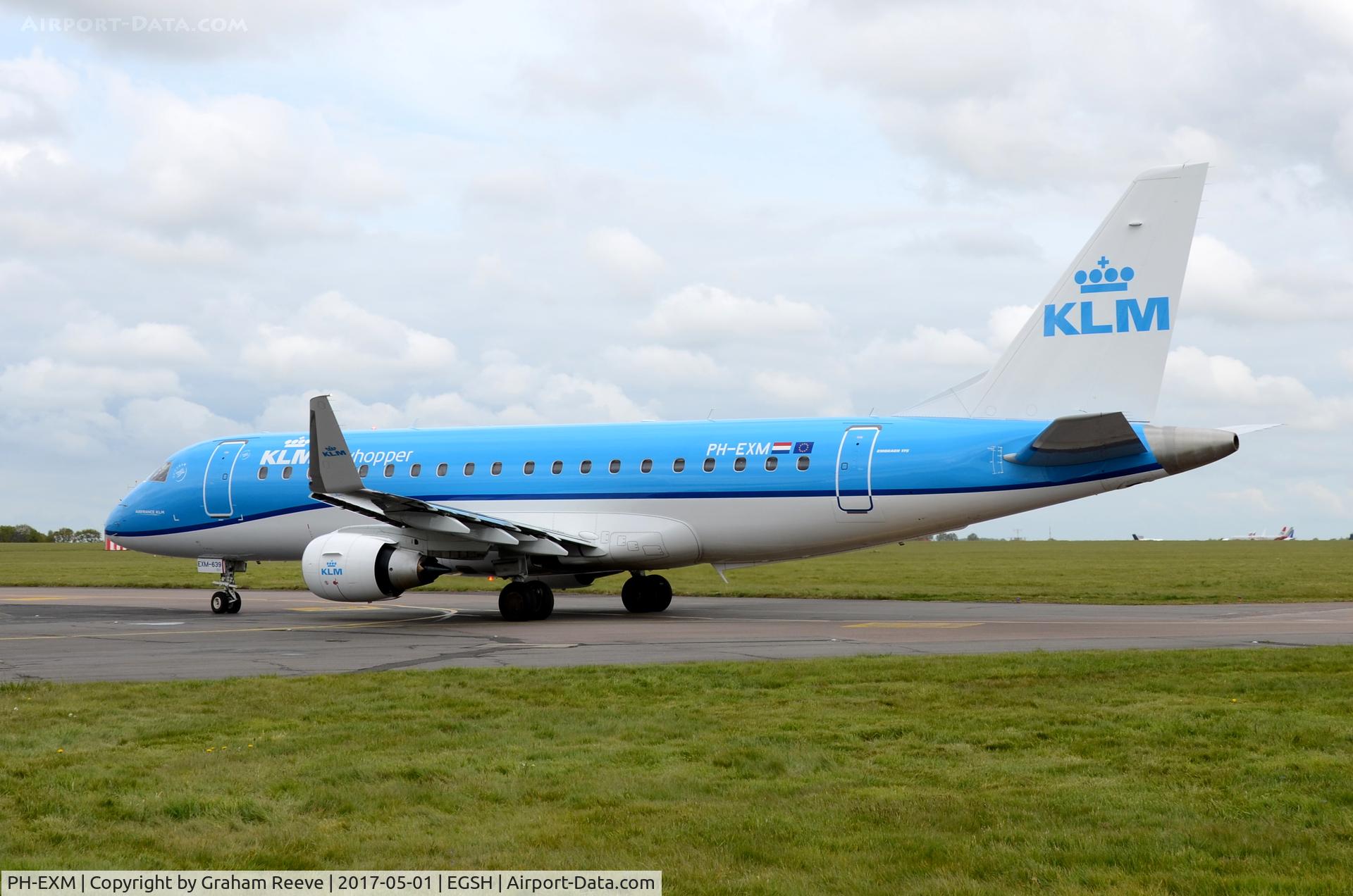 PH-EXM, 2017 Embraer 175STD (ERJ-170-200) C/N 17000639, Departing from Norwich.