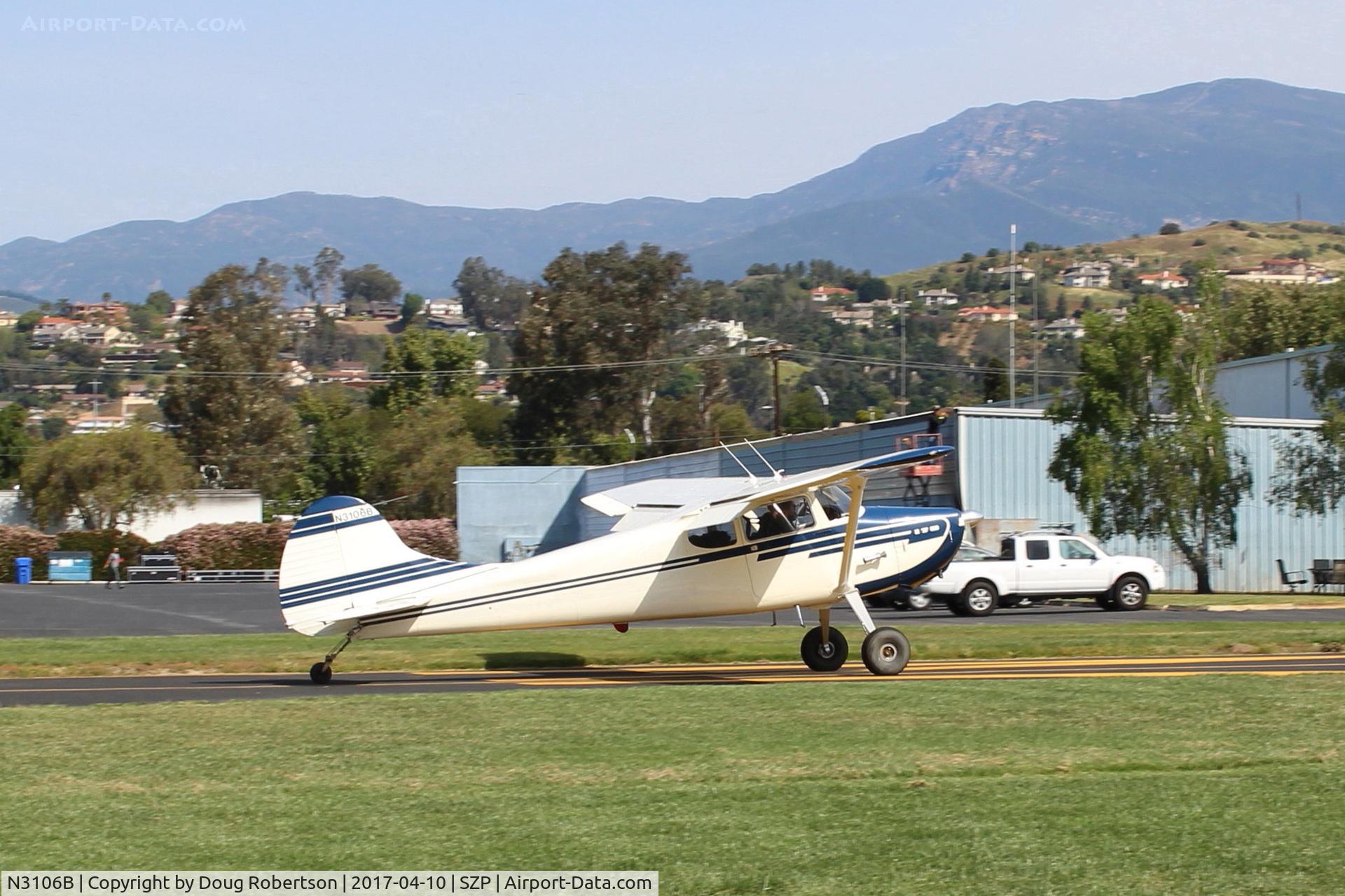 N3106B, 1952 Cessna 170B C/N 25348, 1952 Cessna 170B, Continental C145 145 Hp, takeoff roll Rwy 04