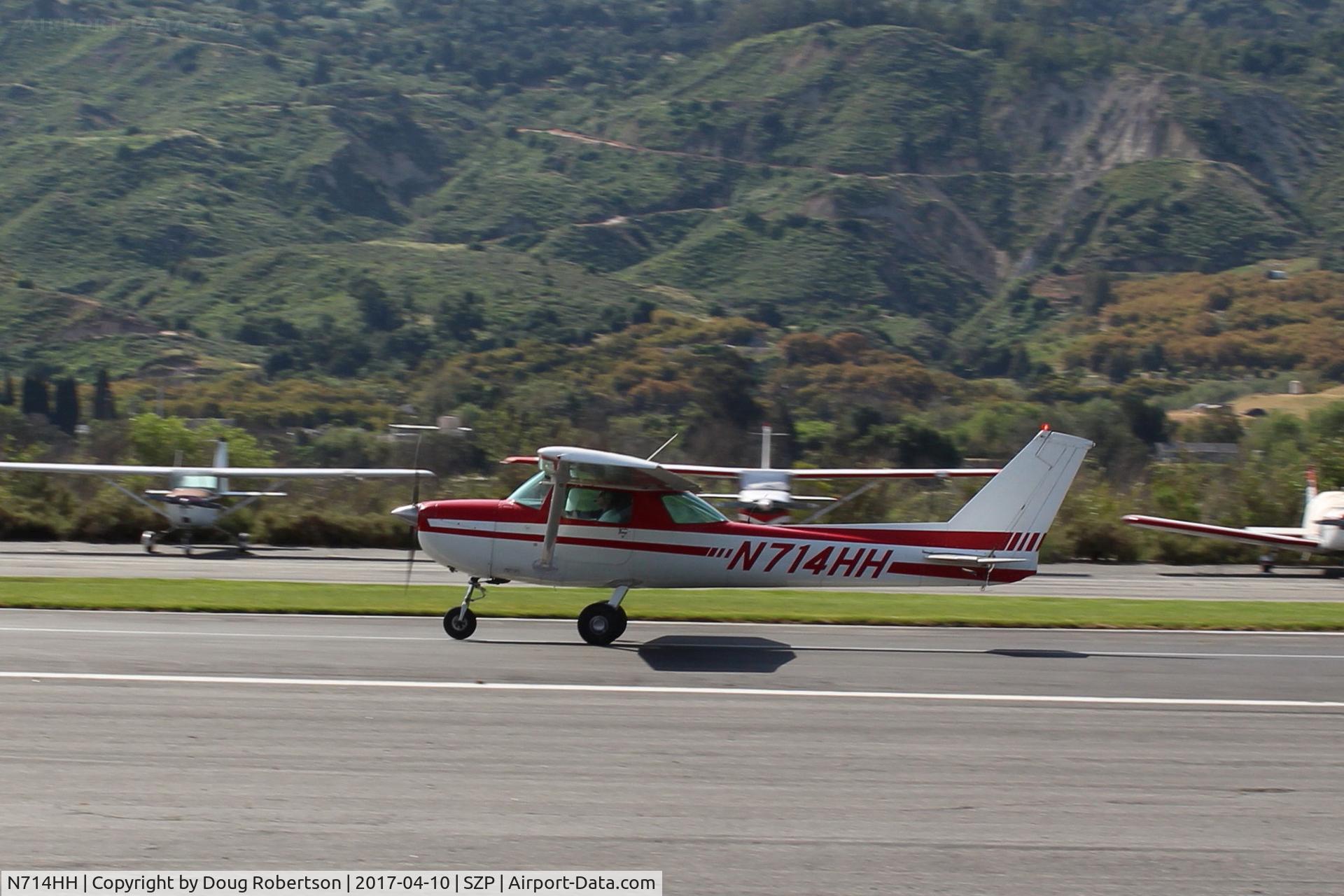 N714HH, 1977 Cessna 150M C/N 15079185, 1977 Cessna 150M, Continental O-200 100 Hp, takeoff roll Rwy 04