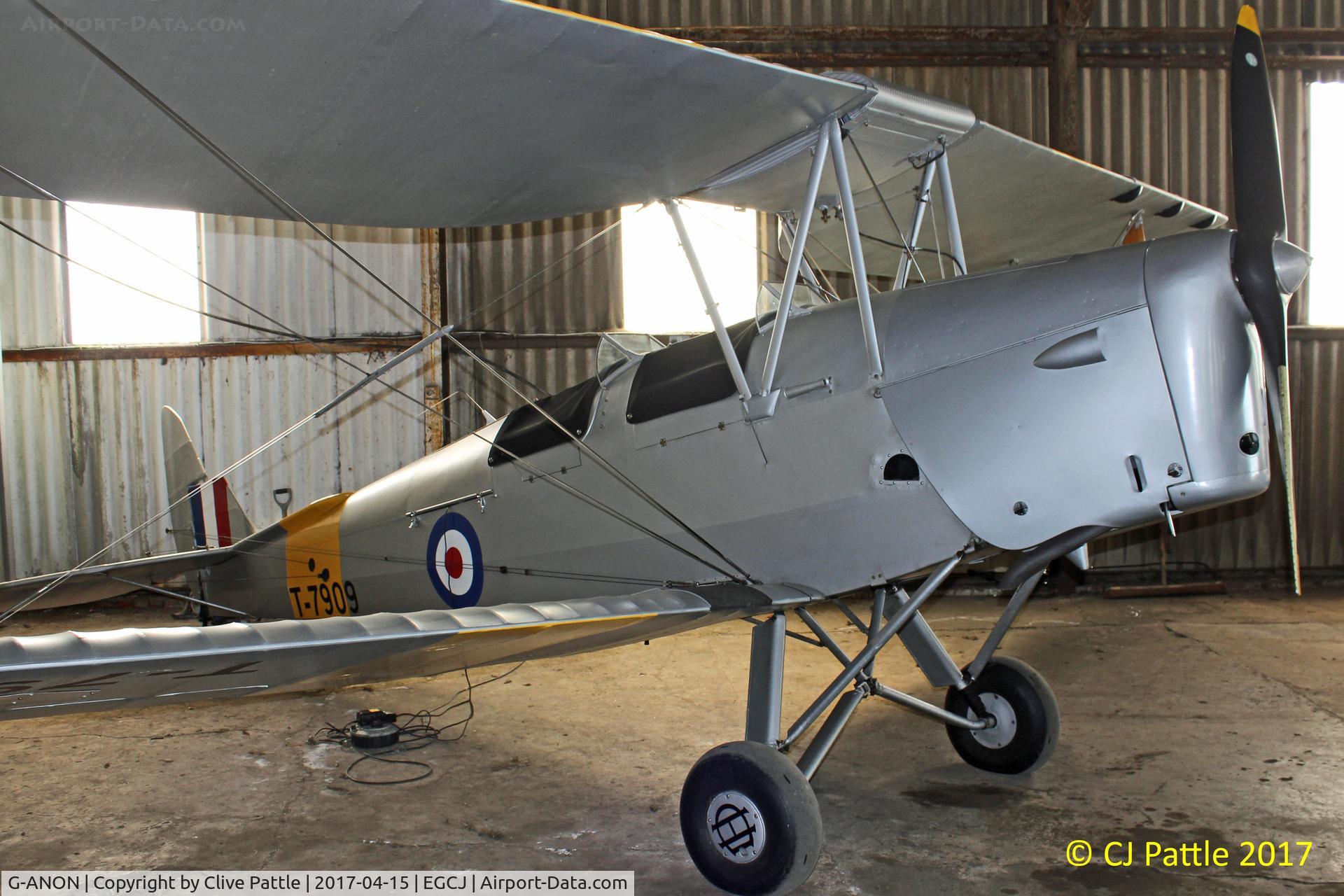 G-ANON, 1941 De Havilland DH-82A Tiger Moth II C/N 84270, Hangared at EGCJ