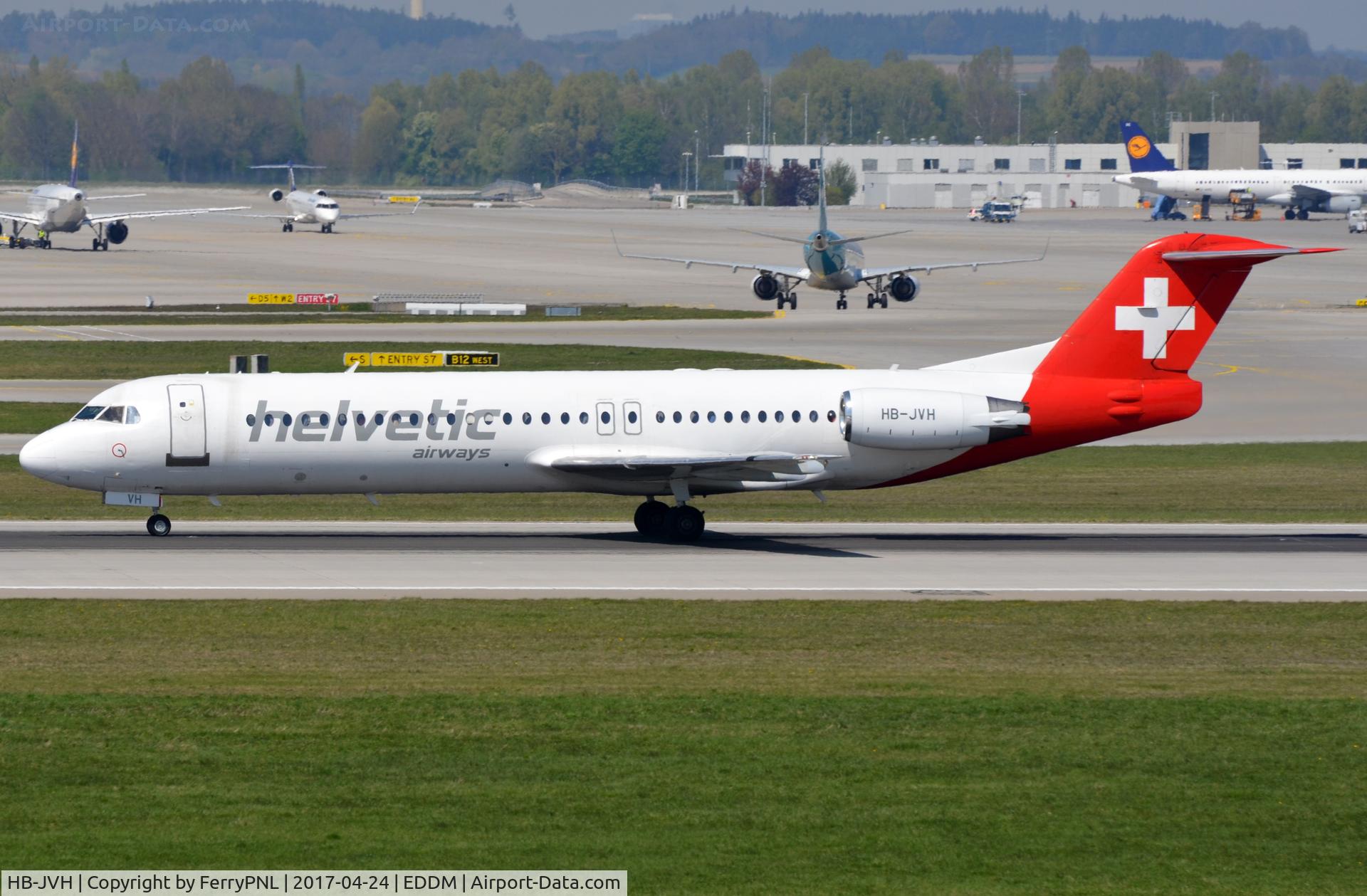 HB-JVH, 1990 Fokker 100 (F-28-0100) C/N 11324, Helvetic Fk100 departing on behalf of Swiss to ZRH.
