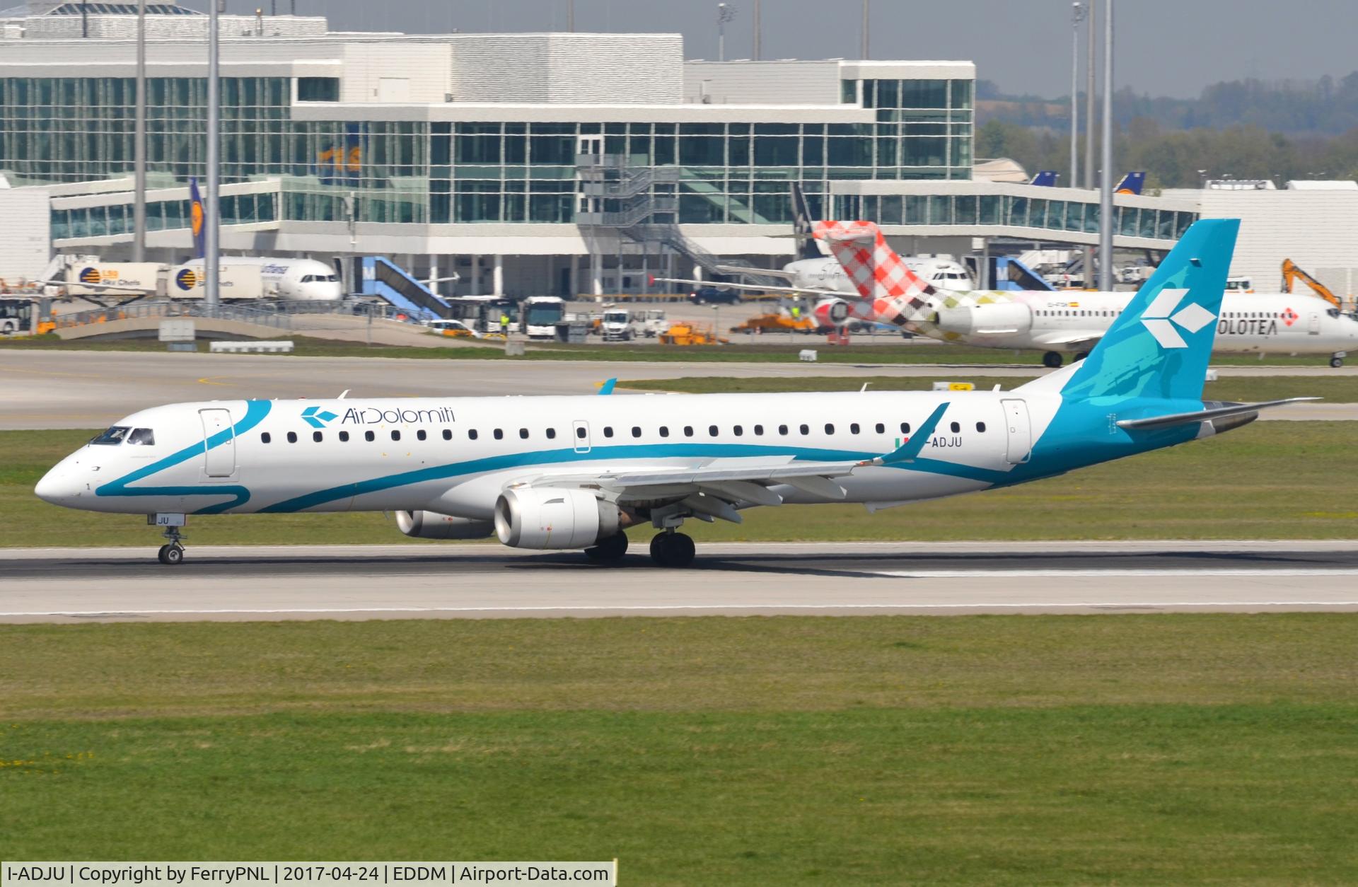 I-ADJU, 2009 Embraer 195LR (ERJ-190-200LR) C/N 19000290, Former LHC ERJ195 (D-AEMA) now transfered to Air Dolomiti and still operates LH flights from its MUC base.