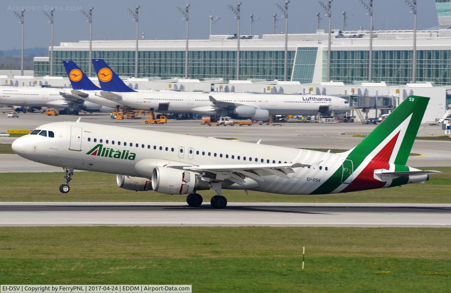 EI-DSV, 2008 Airbus A320-216 C/N 3598, Alitalia A320 touching-down in MUC.