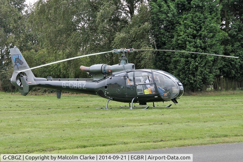 G-CBGZ, 1982 Westland SA-341C Gazelle HT2 C/N 1915, Westland SA-341C Gazelle HT2 at Breighton Airfield's Helicopter Fly-In. September 21st 2014.