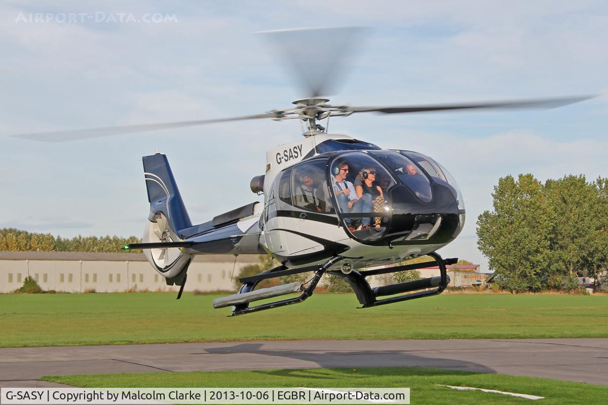 G-SASY, 2009 Eurocopter EC-130B-4 (AS-350B-4) C/N 4760, Eurocopter EC-130B-4 at The Real Aeroplane Club's Pre-Hibernation Fly-In, Breighton Airfield. October 6th 2013.