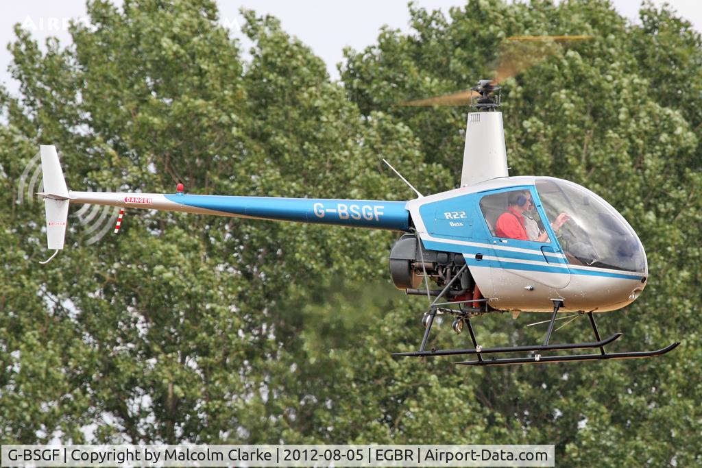 G-BSGF, 1990 Robinson R22 Beta C/N 1383, Robinson R22 Beta at Breighton Airfield's Summer Madness Fly-In. August 5th 2012.