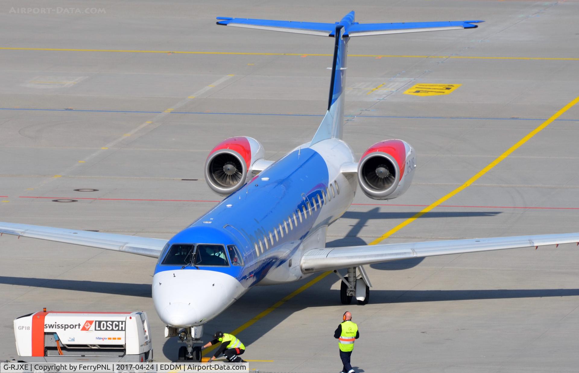 G-RJXE, 2000 Embraer EMB-145EP (ERJ-145EP) C/N 145245, BMI ERJ145 arrived at its stand.