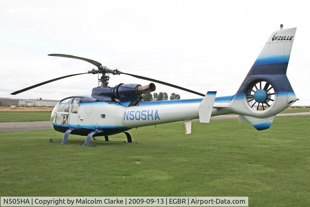 N505HA, 1972 Aerospatiale SA-341G Gazelle C/N 1022, Aerospatiale SA-341G Gazelle at Breighton Airfield's Helicopter Fly-In. September 13th 2009.