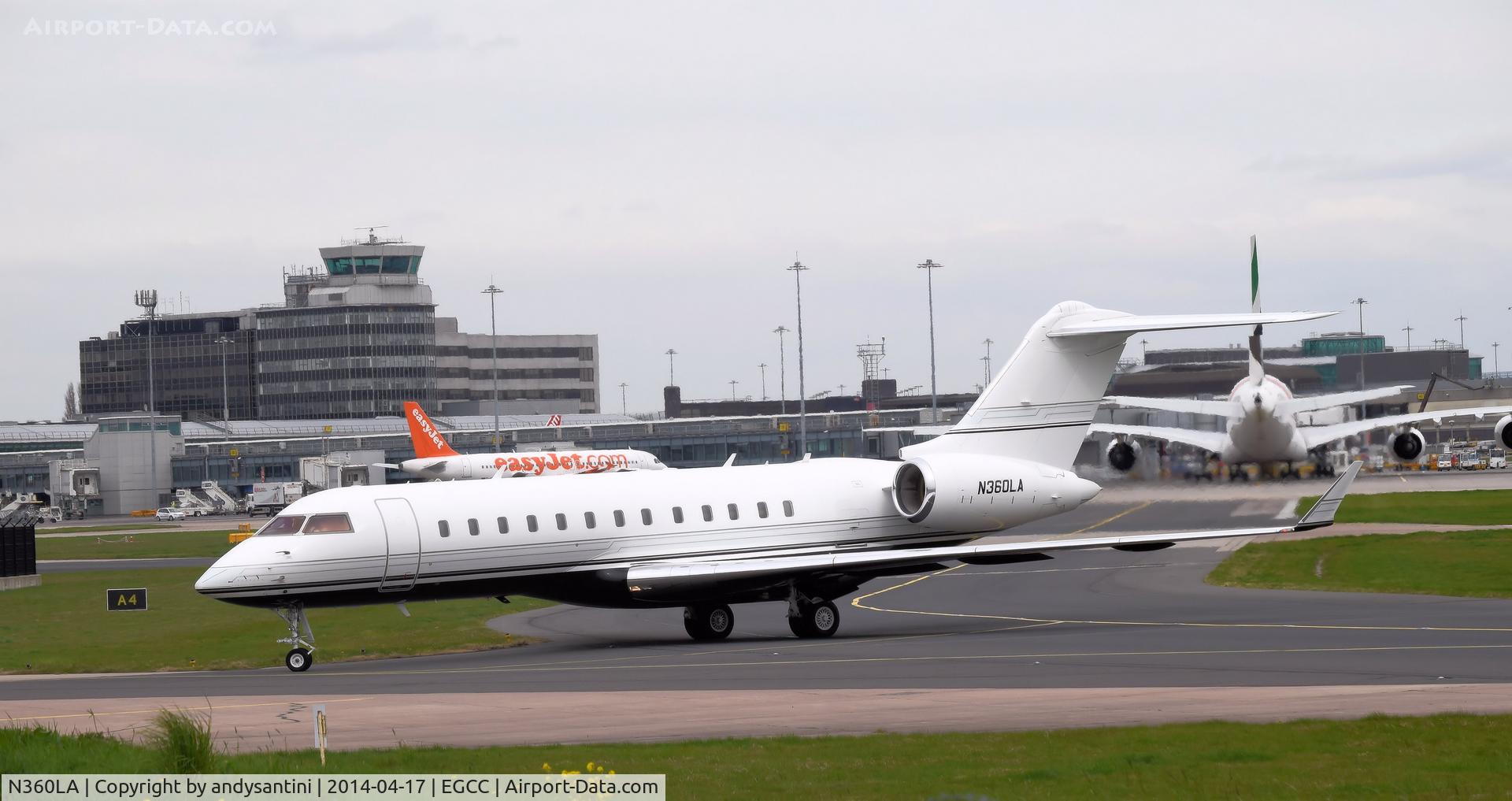 N360LA, 2000 Bombardier BD-700-1A10 Global Express C/N 9087, taxing in to the [FBO] exc ramp