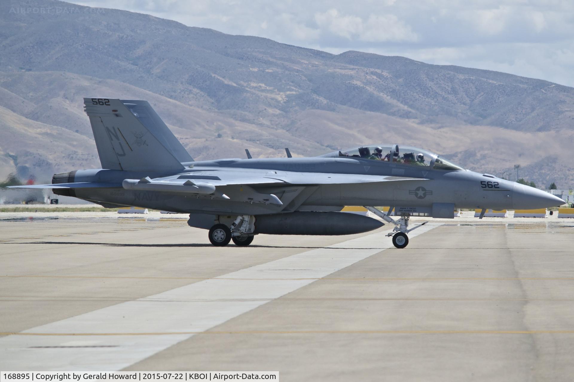 168895, Boeing EA-18G Growler C/N G-93, Pulling onto the south GA ramp. VAQ-129  “Vikings”, NAS Whidbey Island, WA.