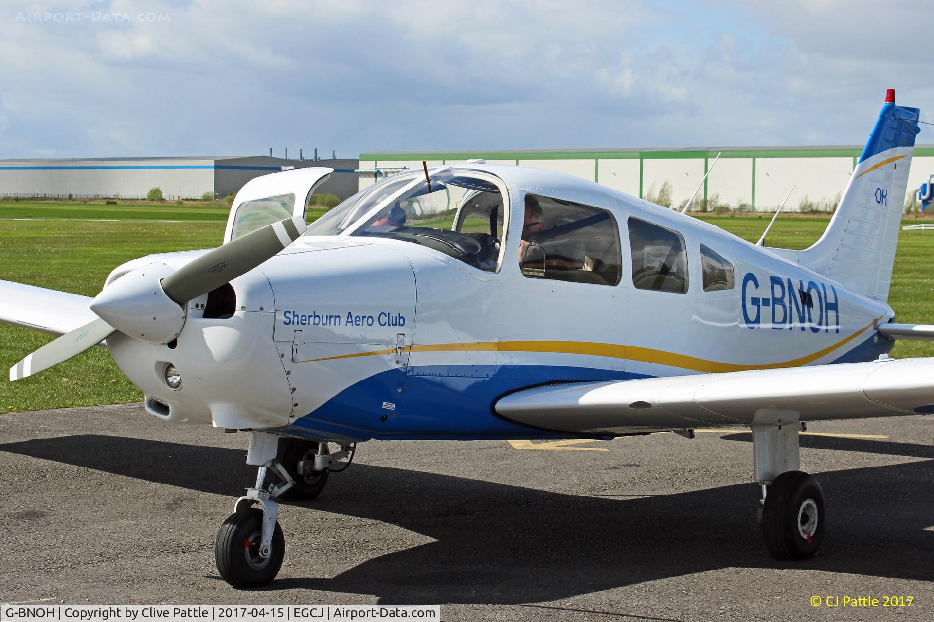 G-BNOH, 1987 Piper PA-28-161 Cherokee Warrior II C/N 2816016, Parked up at Sherburn