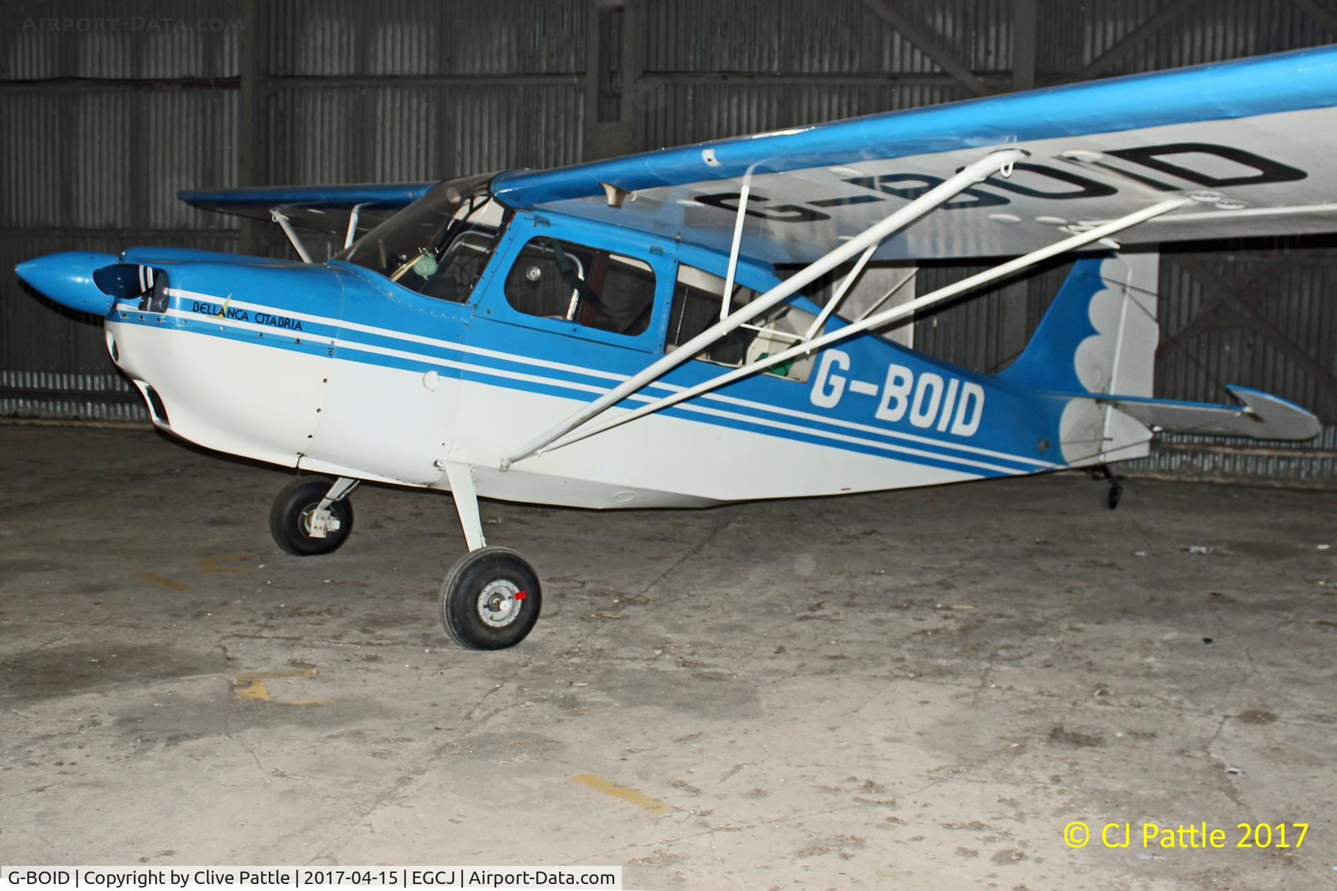 G-BOID, 1975 Bellanca 7ECA Citabria C/N 1092-75, Hangared at EGCJ