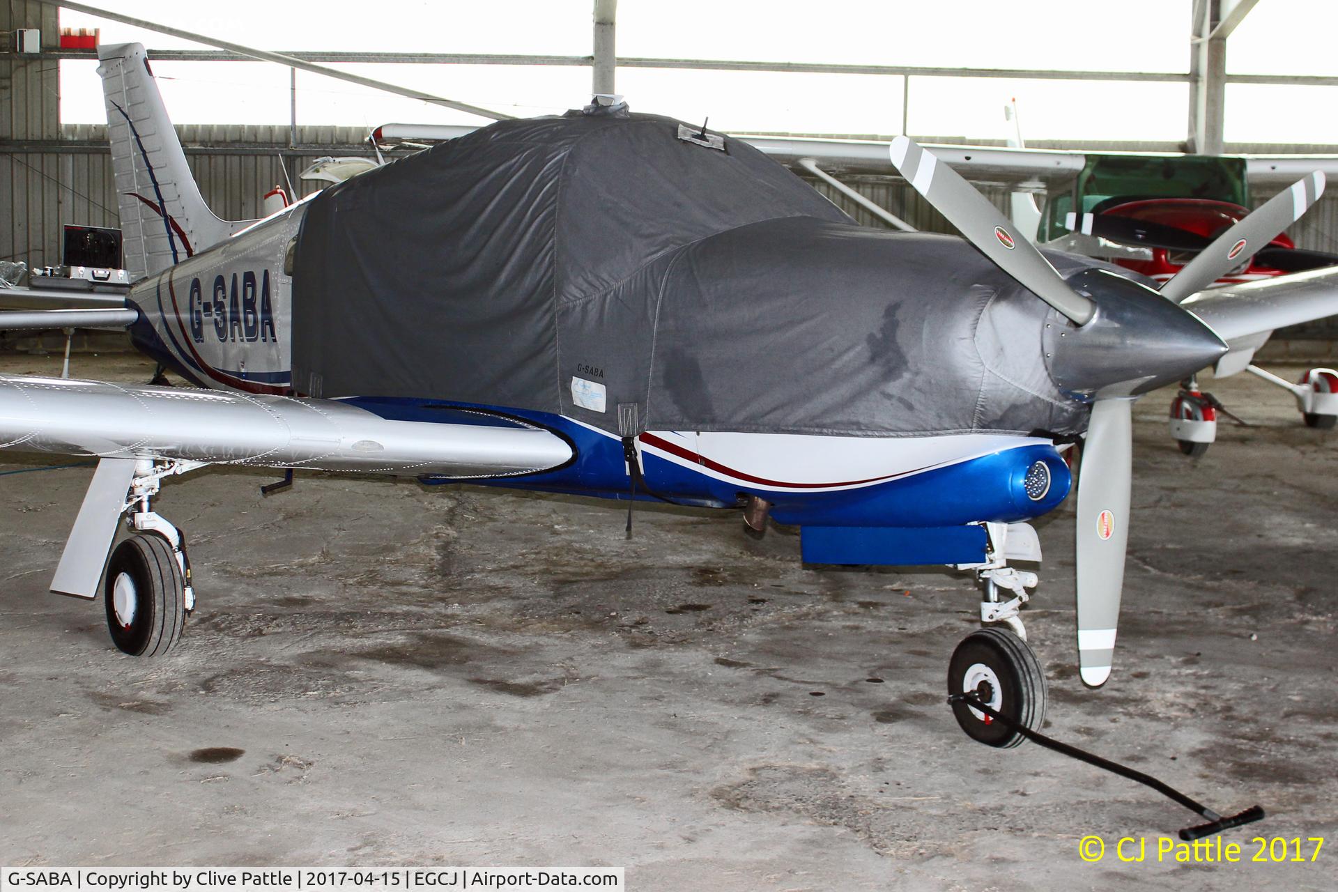 G-SABA, 1977 Piper PA-28R-201T Cherokee Arrow III C/N 28R-7703268, Hangared at EGCJ