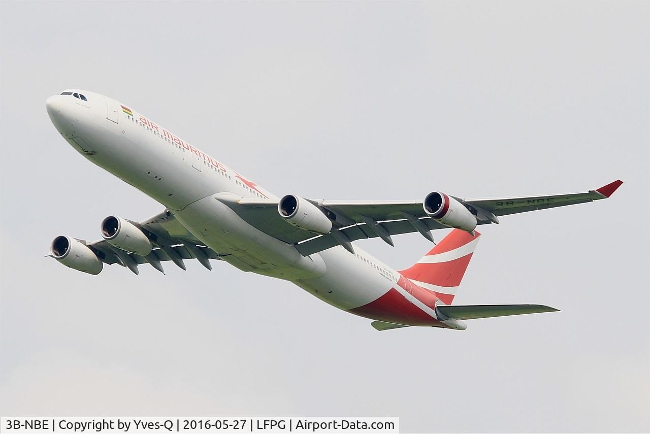 3B-NBE, 1999 Airbus A340-313 C/N 268, Airbus A340-313, Take off rwy 27L, Roissy Charles De Gaulle airport (LFPG-CDG)