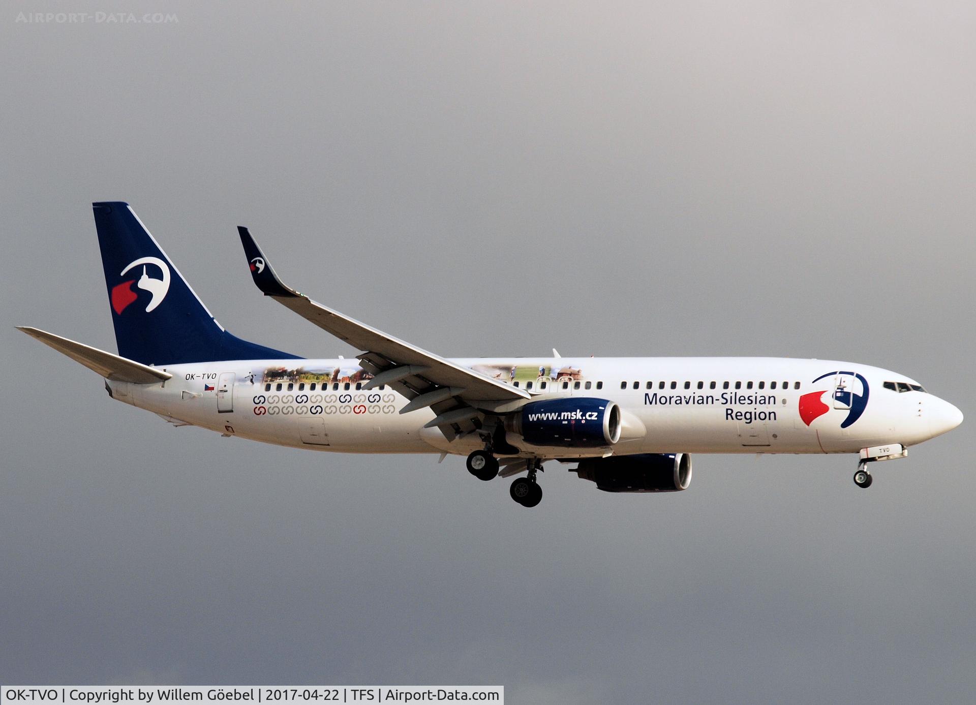 OK-TVO, 2002 Boeing 737-8CX C/N 32360, Landing on airport TFS Tenerife