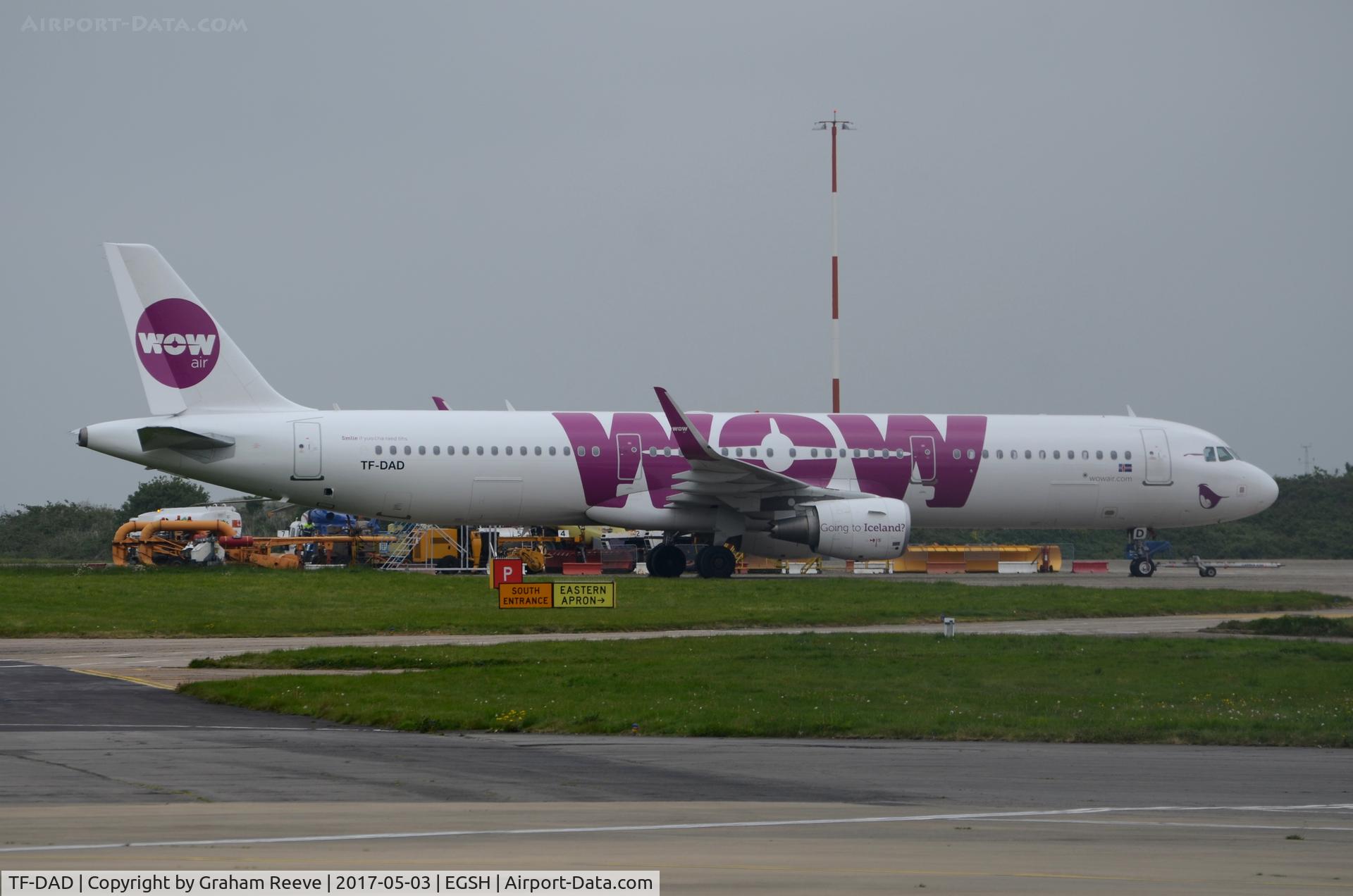 TF-DAD, 2014 Airbus A321-211 C/N 6232, Parked at Norwich.