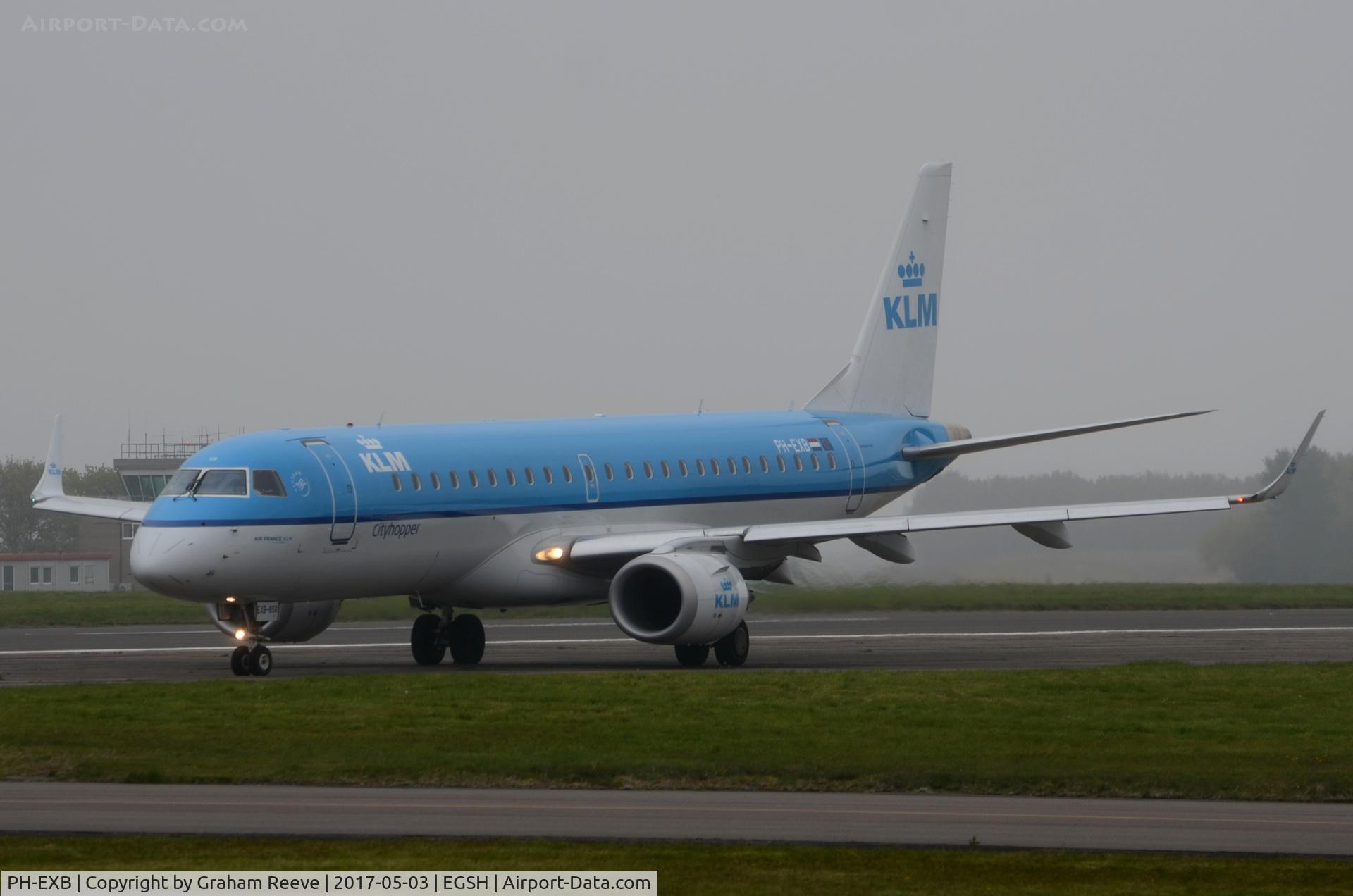 PH-EXB, 2014 Embraer 190STD (ERJ-190-100) C/N 19000658, About to depart from Norwich.