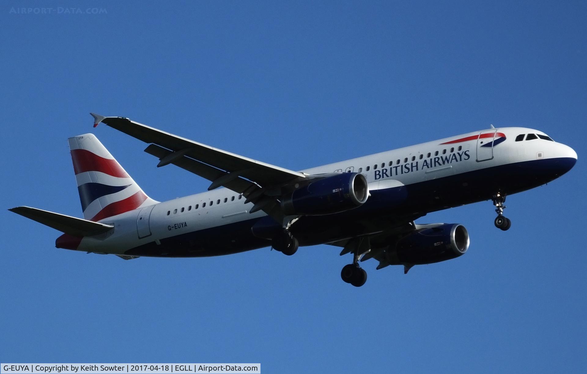 G-EUYA, 2008 Airbus A320-232 C/N 3697, Short finals to land 09L at Heathrow