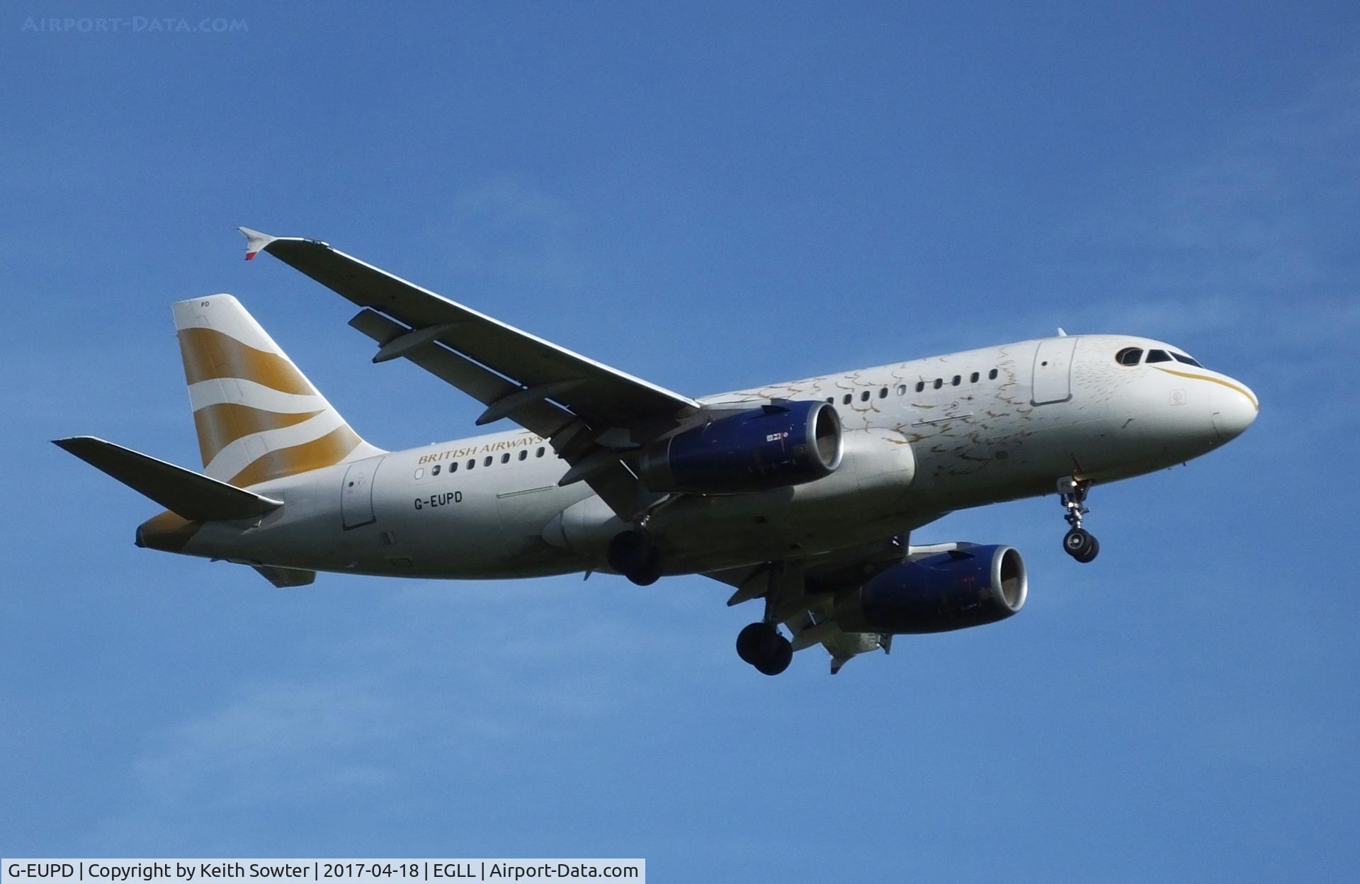 G-EUPD, 1999 Airbus A319-131 C/N 1142, Short finals to land 09L at Heathrow