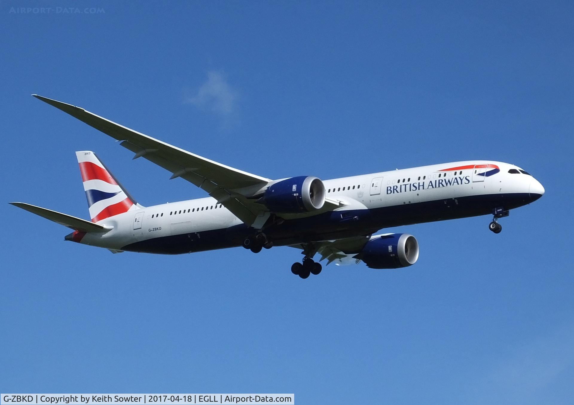 G-ZBKD, 2015 Boeing 787-9 Dreamliner C/N 38618, Short finals to land 09L at Heathrow