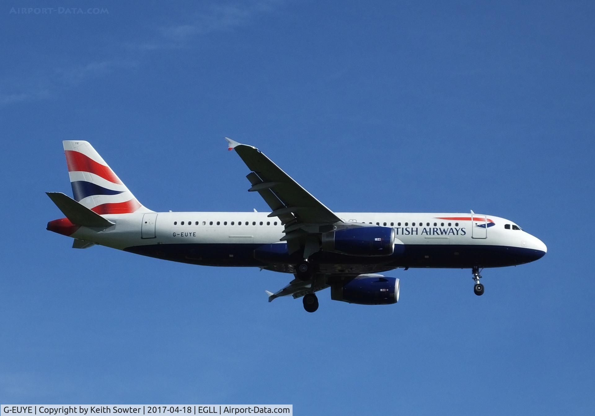 G-EUYE, 2009 Airbus A320-232 C/N 3912, Short finals to land 09L at Heathrow