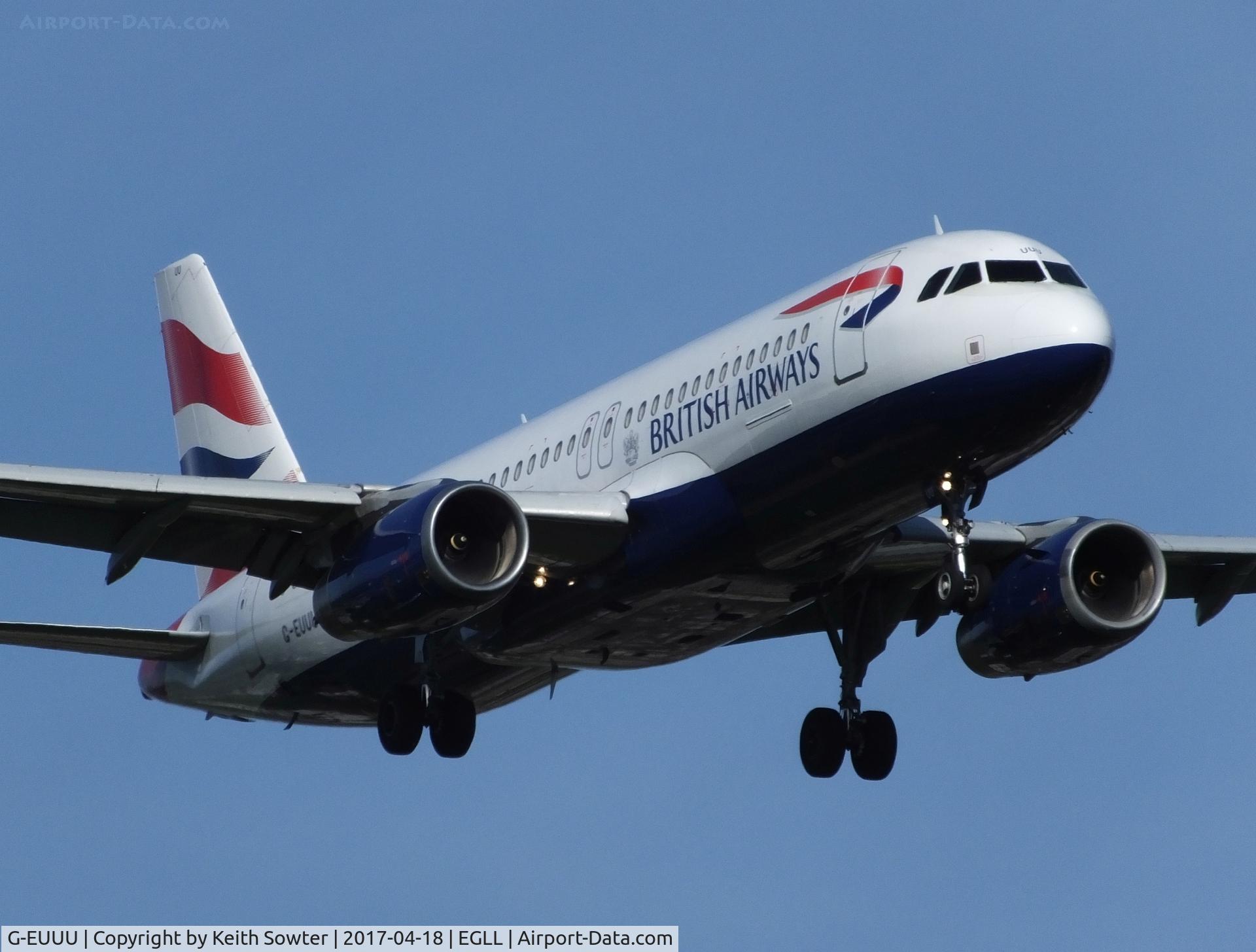 G-EUUU, 2008 Airbus A320-232 C/N 3351, Short finals to land on runway 09L at Heathrow