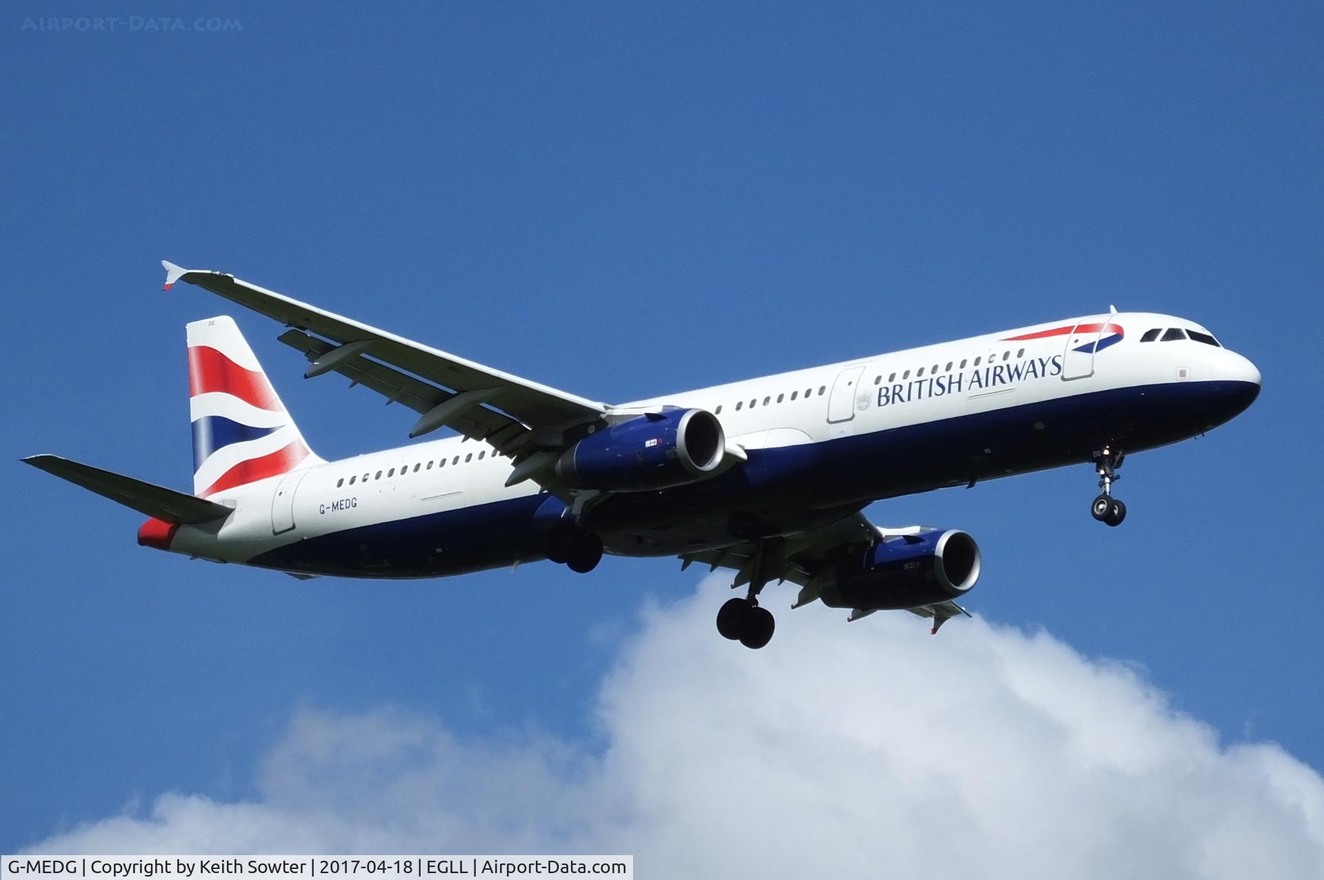 G-MEDG, 2002 Airbus A321-231 C/N 1711, Short finals to land on runway 09L at Heathrow