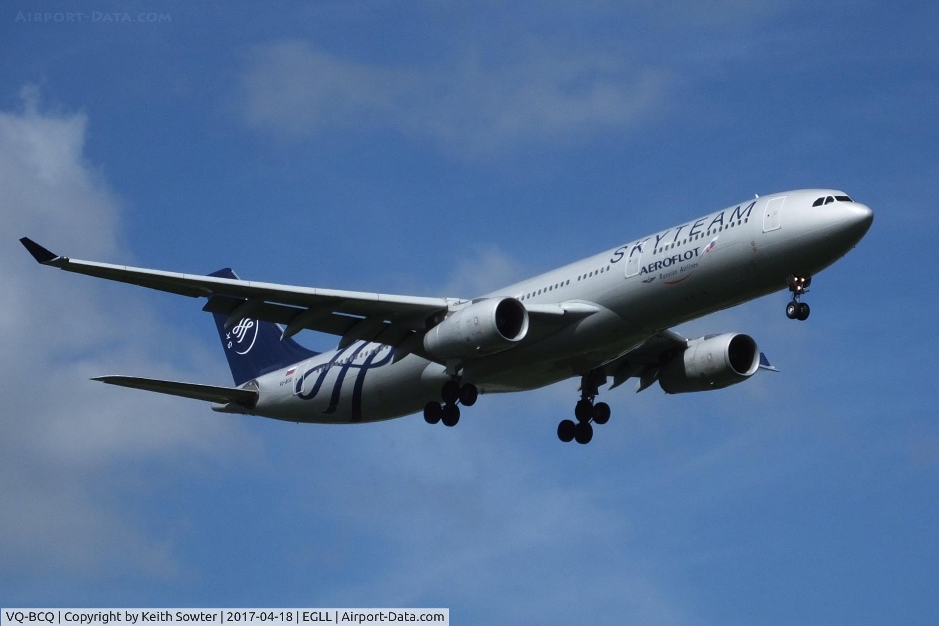 VQ-BCQ, 2009 Airbus A330-343E C/N 1058, Short finals to land on runway 09L at Heathrow