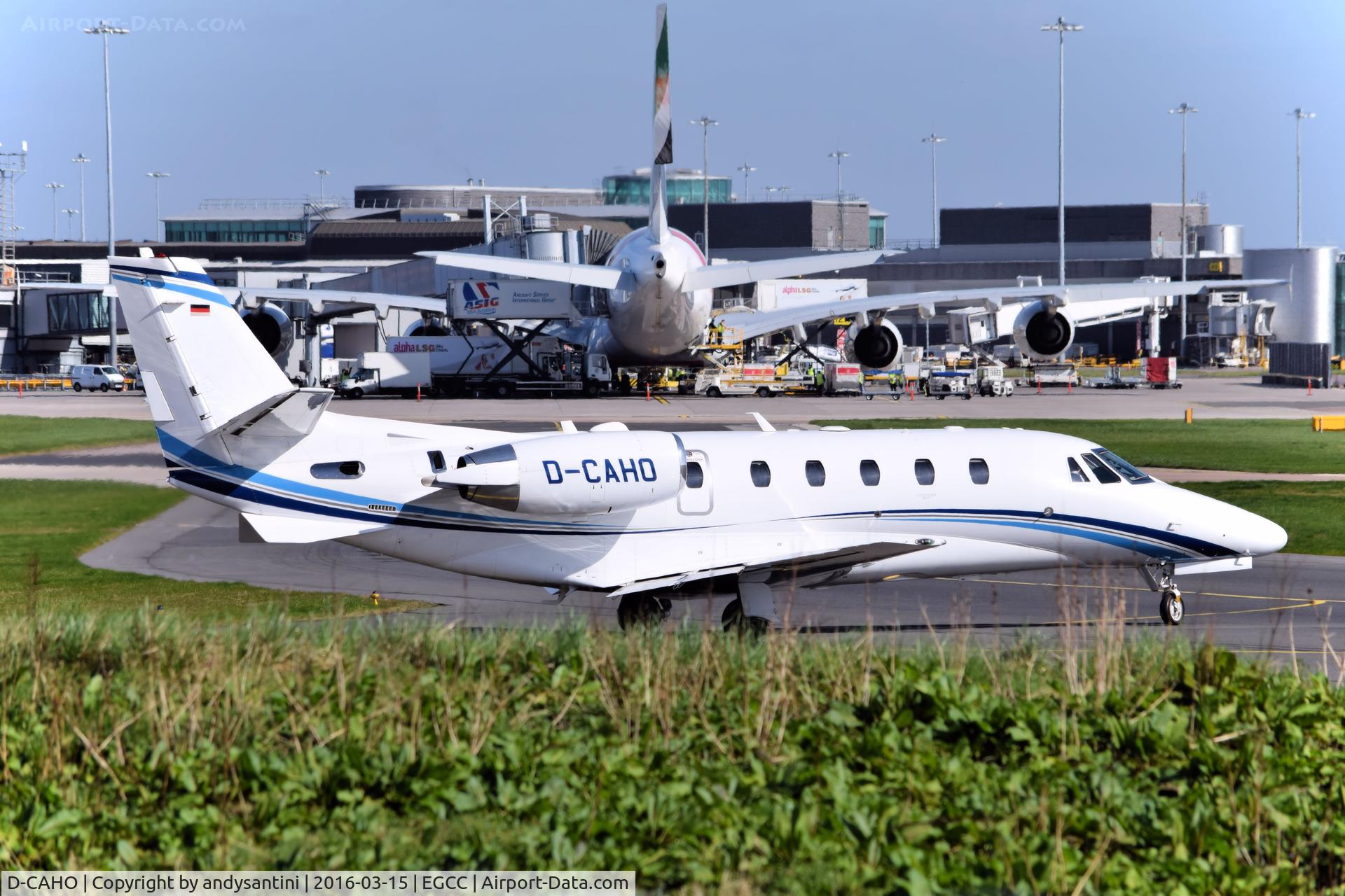 D-CAHO, 2014 Cessna 560 Citation Excel XLS+ C/N 560-6165, just left the [FBO exc ramp]