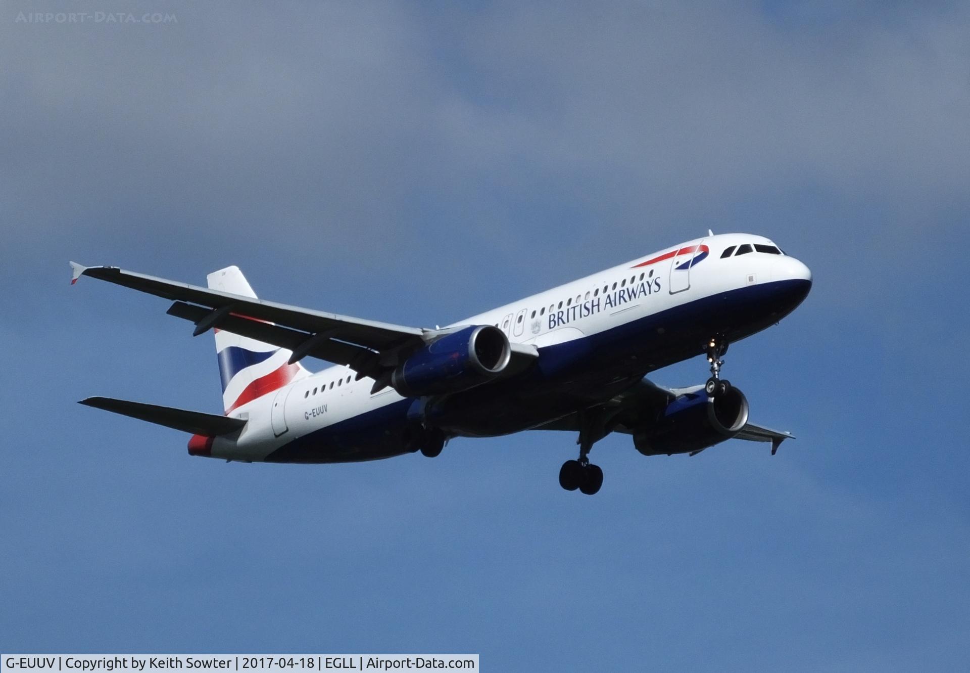 G-EUUV, 2008 Airbus A320-232 C/N 3468, Short finals to land on runway 09L at Heathrow