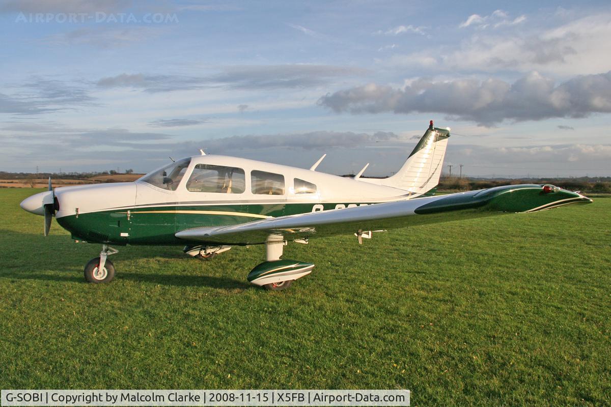 G-SOBI, 1976 Piper PA-28-181 Cherokee Archer II C/N 28-7690212, Piper PA-28-181 Cherokee Archer ll at Fishburn Airfield UK. November 15th 2008.