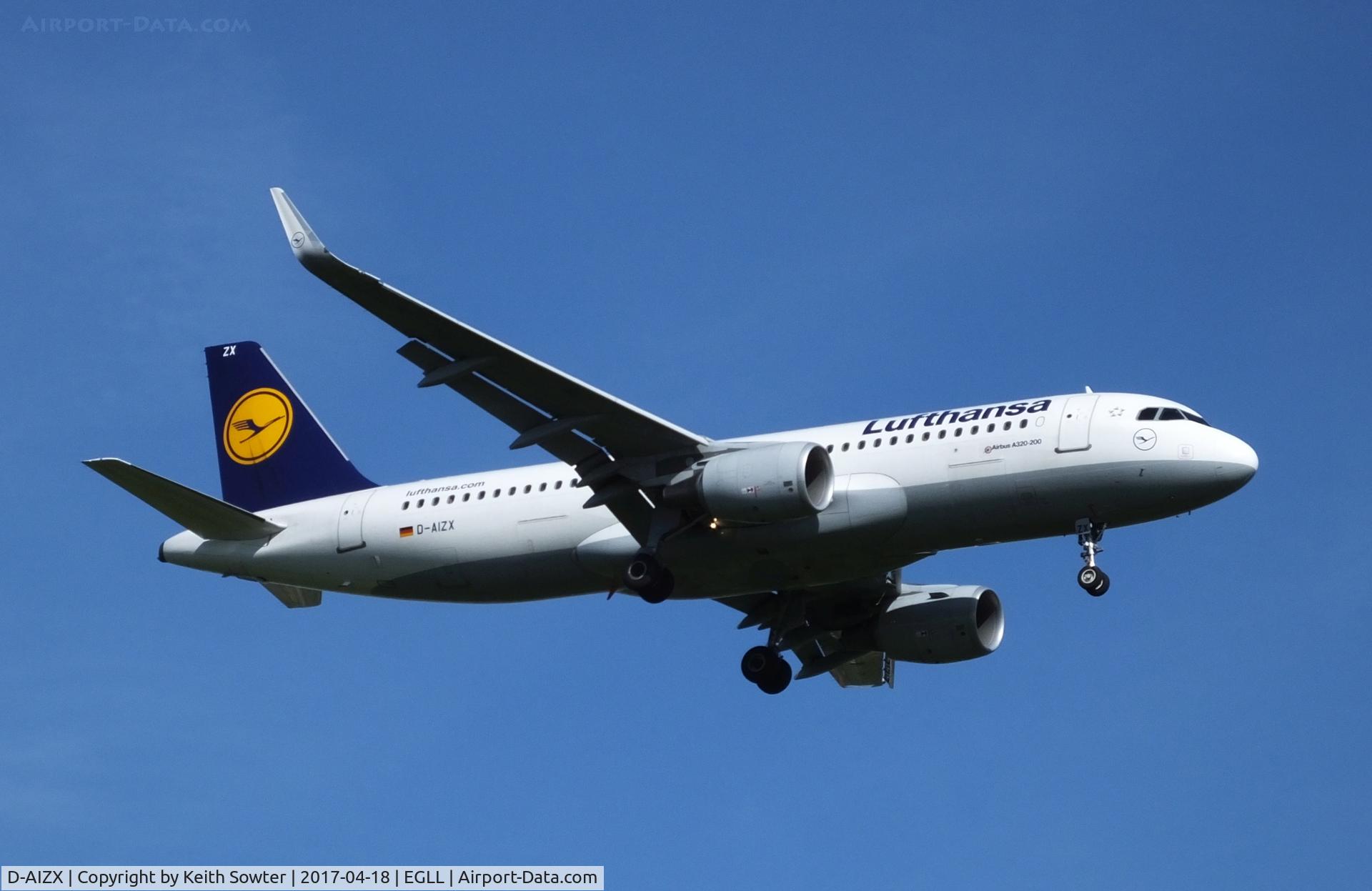 D-AIZX, 2013 Airbus A320-214 C/N 5741, Short finals to land on runway 09L at Heathrow