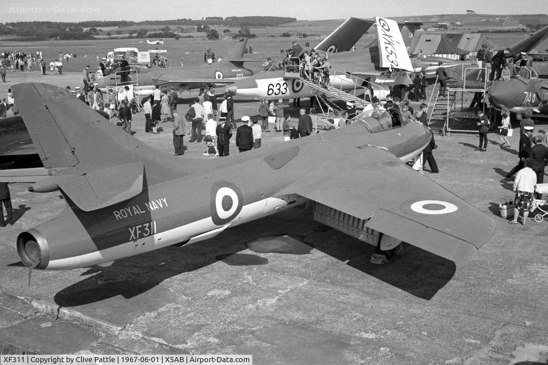 XF311, Hawker Hunter F.4 C/N HABL-003072, Pictured at the 1967 Open Day held at HMS Condor/RNAS Arbroath when a G.I. with the FAA AES.