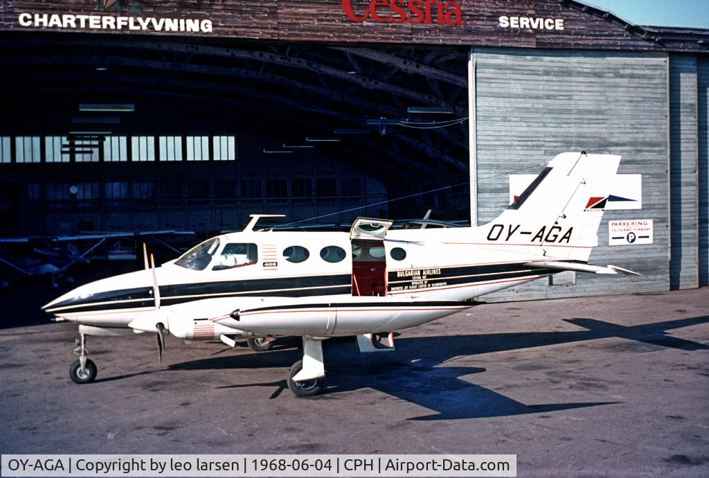 OY-AGA, 1968 Cessna 402 C/N 402-0237, Copenhagen 4.6.1968 on lease to Bulgarian AL