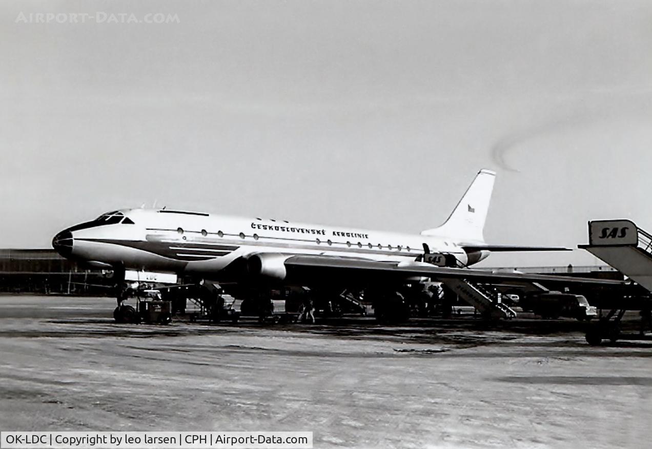 OK-LDC, 1957 Tupolev Tu-104A C/N 76600602, Copenhagen 1973