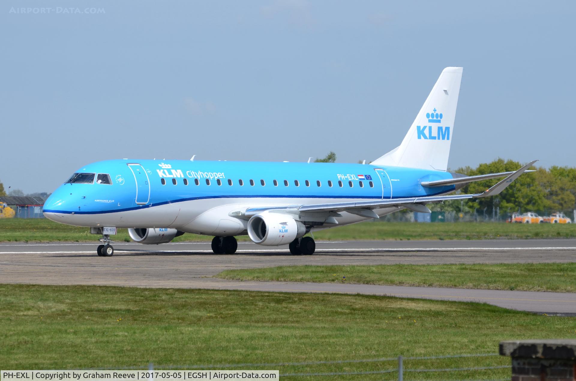 PH-EXL, 2017 Embraer ERJ-175STD (ERJ-170-200) C/N 17000633, About to depart from Norwich.
