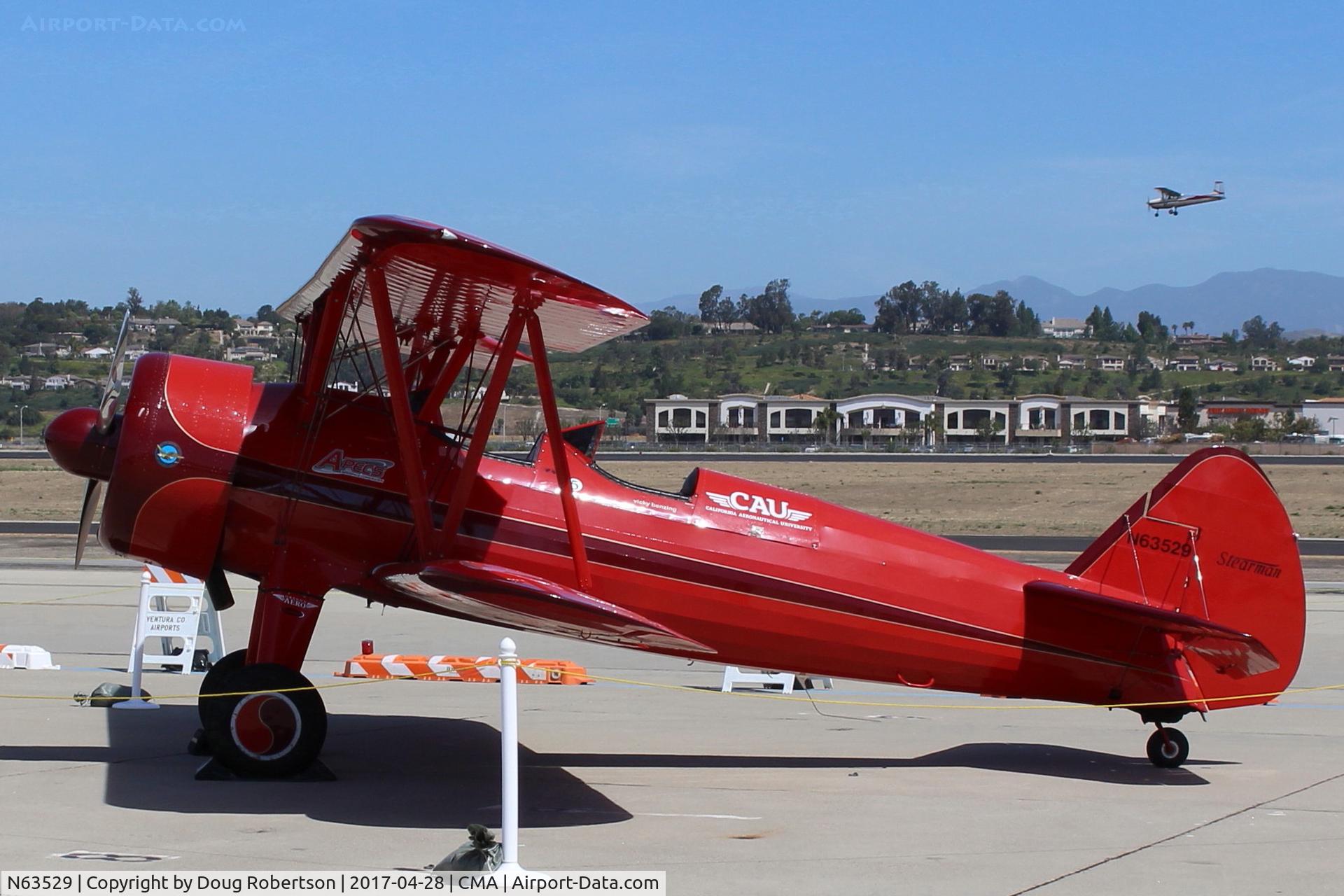 N63529, 1940 Boeing A75N1(PT17) C/N 75-338, 1940 Boeing Stearman A75N1 (PT-17), P&W R-985 Wasp Jr. 450 Hp radial upgrade from original Continental W670 220 Hp radial, at AOPA FLY IN.