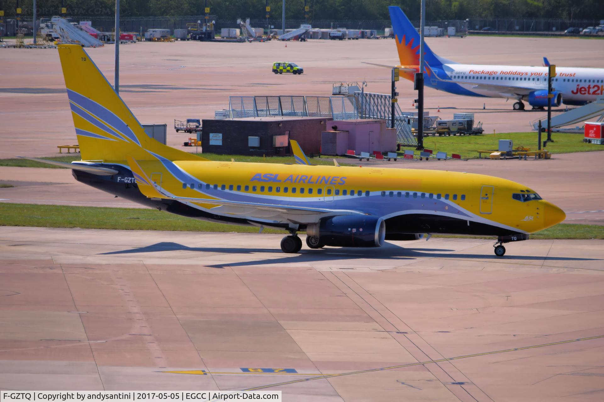 F-GZTQ, 1999 Boeing 737-73S C/N 29080, taken from the top of the car park taxing in to its stand/gate