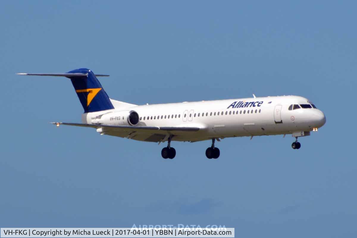 VH-FKG, 1991 Fokker 100 (F-28-0100) C/N 11366, At Brisbane