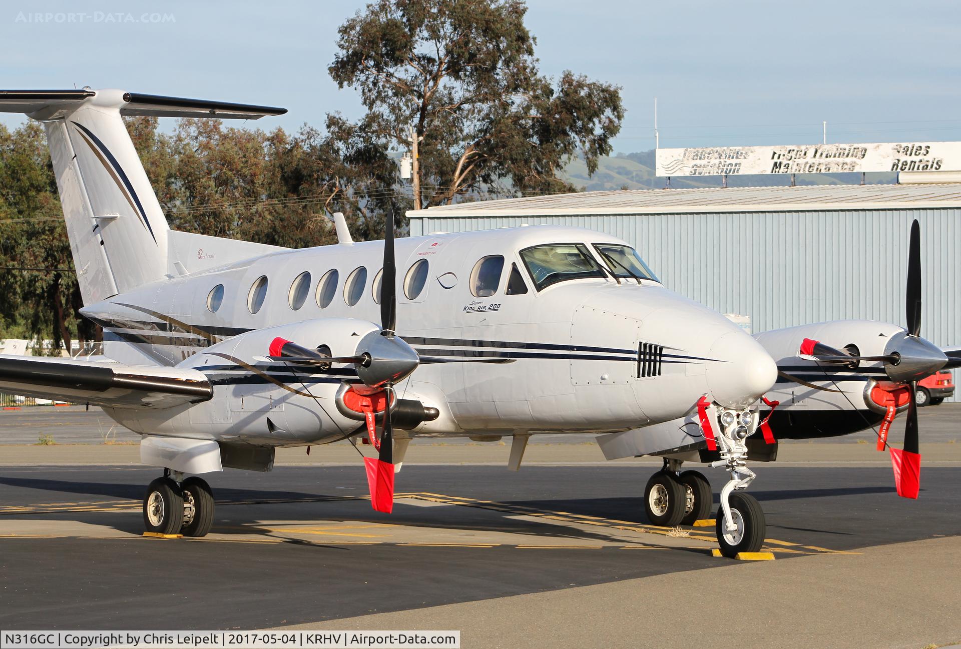 N316GC, 1978 Beech 200 Super King Air C/N BB-430, Gospel Carrier Intl Inc. (North Potomac, MD) parked on the Nice Air ramp after arrival at Reid Hillview Airport, San Jose, CA.