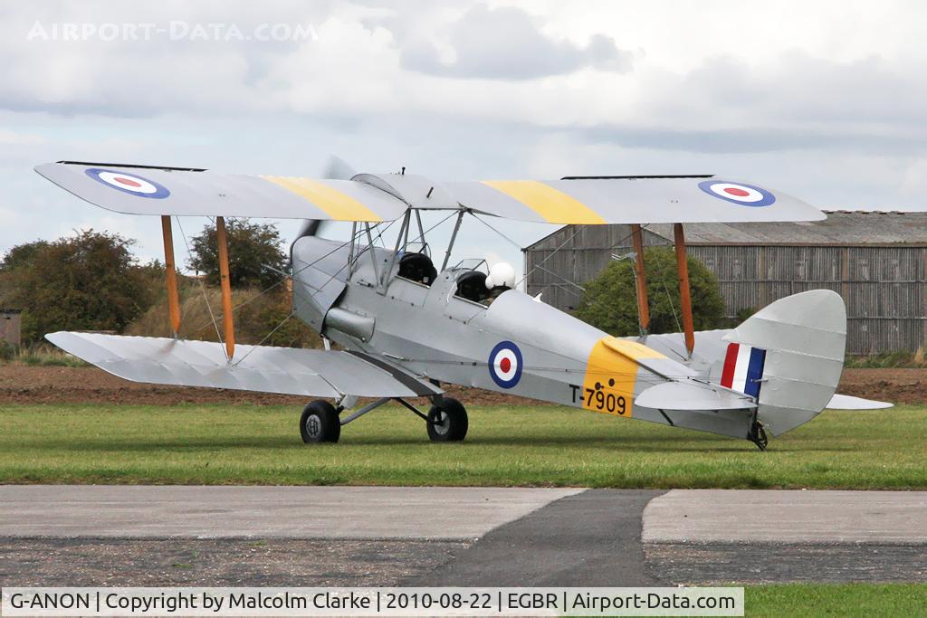 G-ANON, 1941 De Havilland DH-82A Tiger Moth II C/N 84270, De Havilland DH-82A Tiger Moth at Breighton Airfield's Summer Madness All Comers Fly-In. August 22nd 2010.
