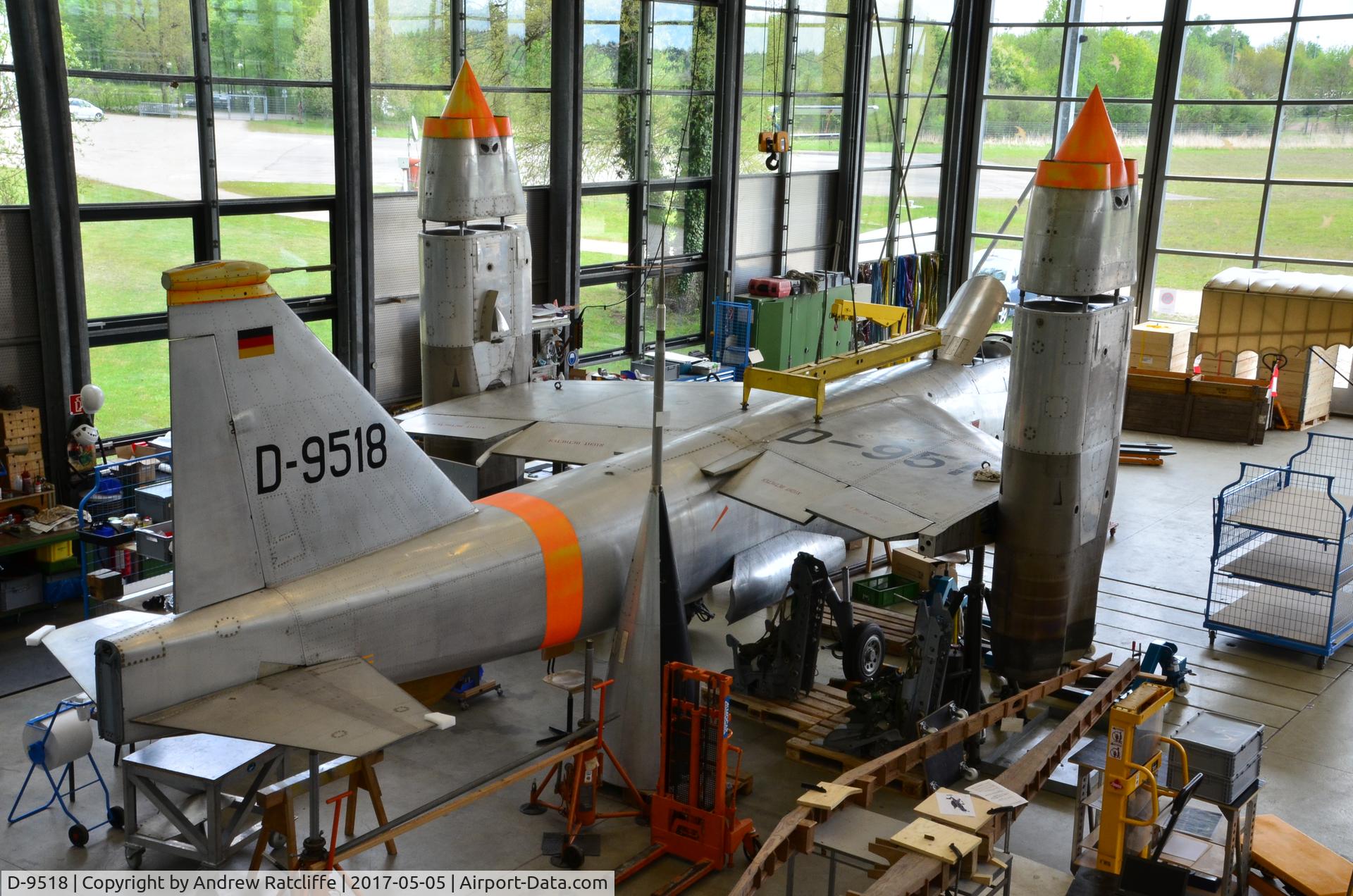 D-9518, 1965 EWR VJ101C C/N X2, EWR VJ101C, D-9518 in the Restoration Workshop Hangar at Deutsches Flughafen Museum, Schlossheim