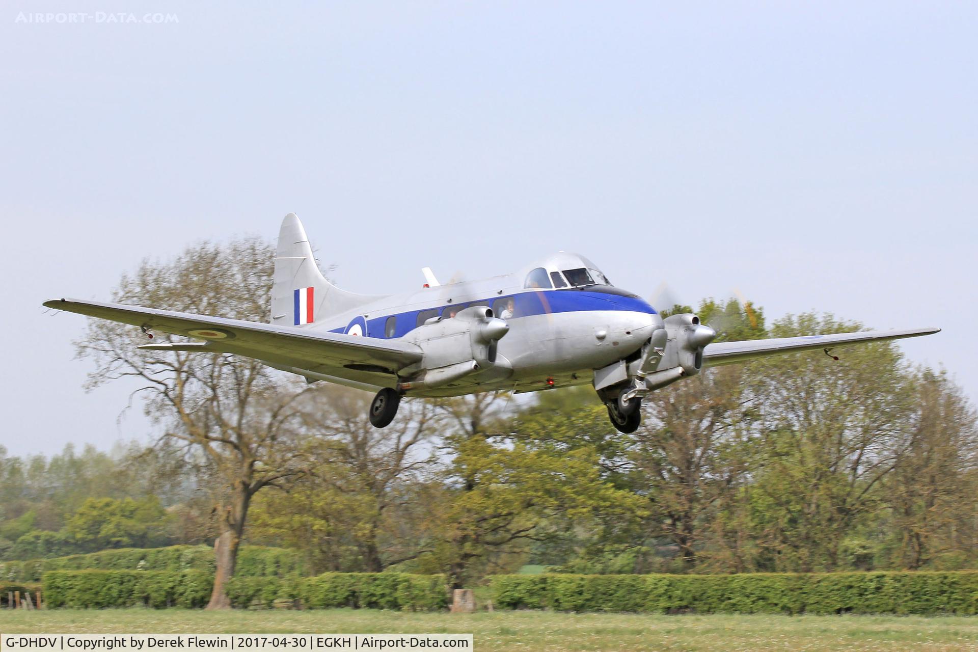 G-DHDV, De Havilland DH-104 Devon C.2 C/N 04205, Devon C.2, Headcorn Based, previously VP981 RAF Transport Command, seen departing runway 10.