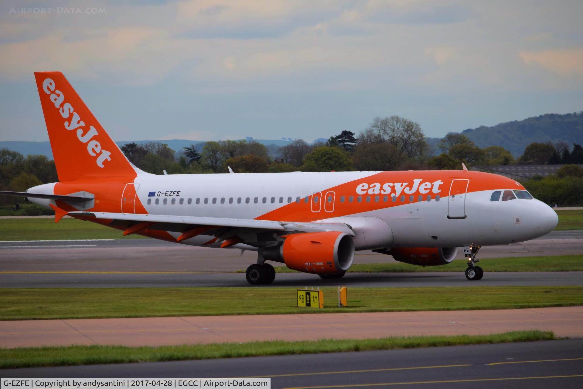 G-EZFE, 2009 Airbus A319-111 C/N 3824, taxing in after landing on 23R