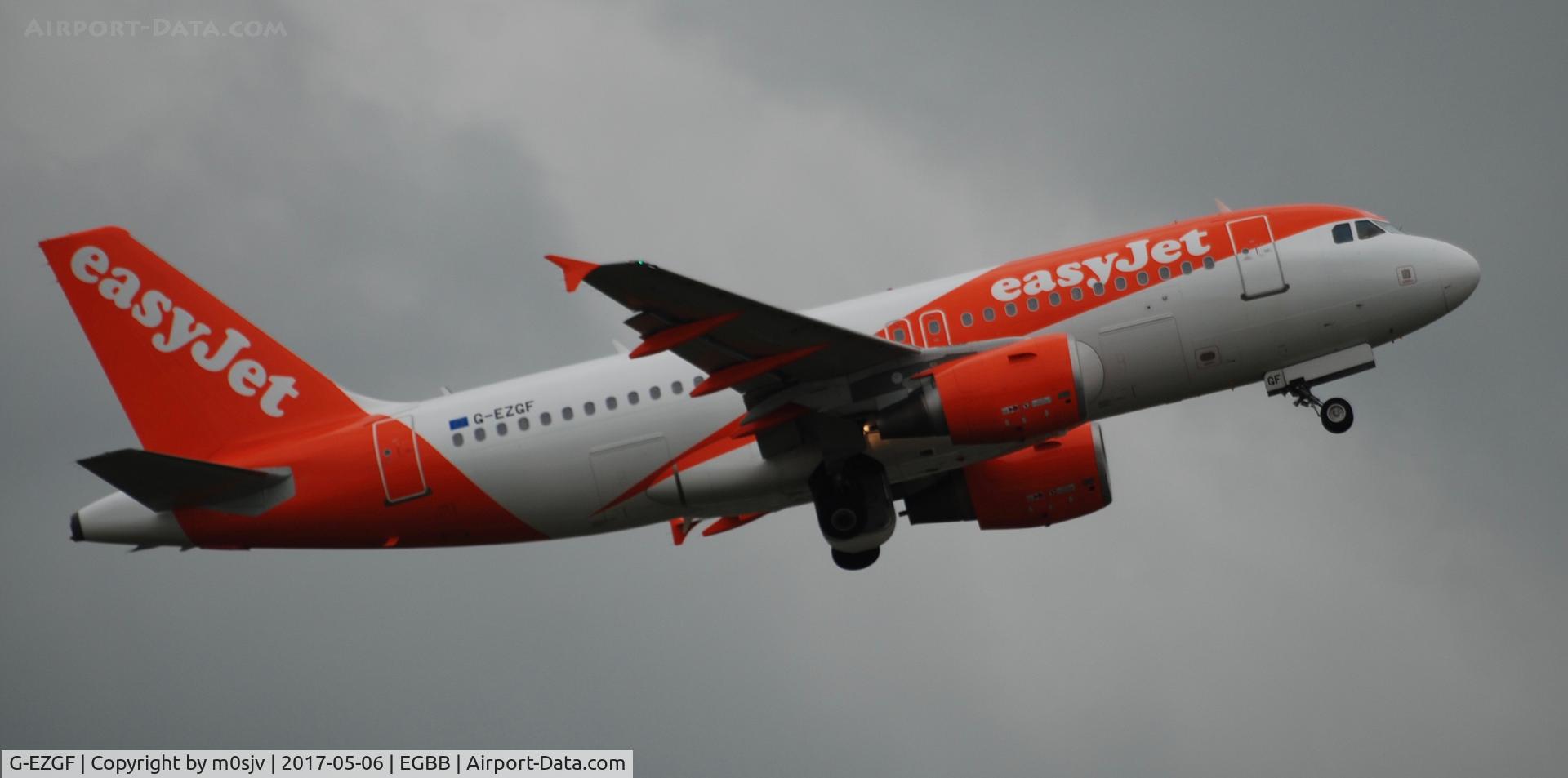 G-EZGF, 2011 Airbus A319-111 C/N 4635, At BHX from the Car Park