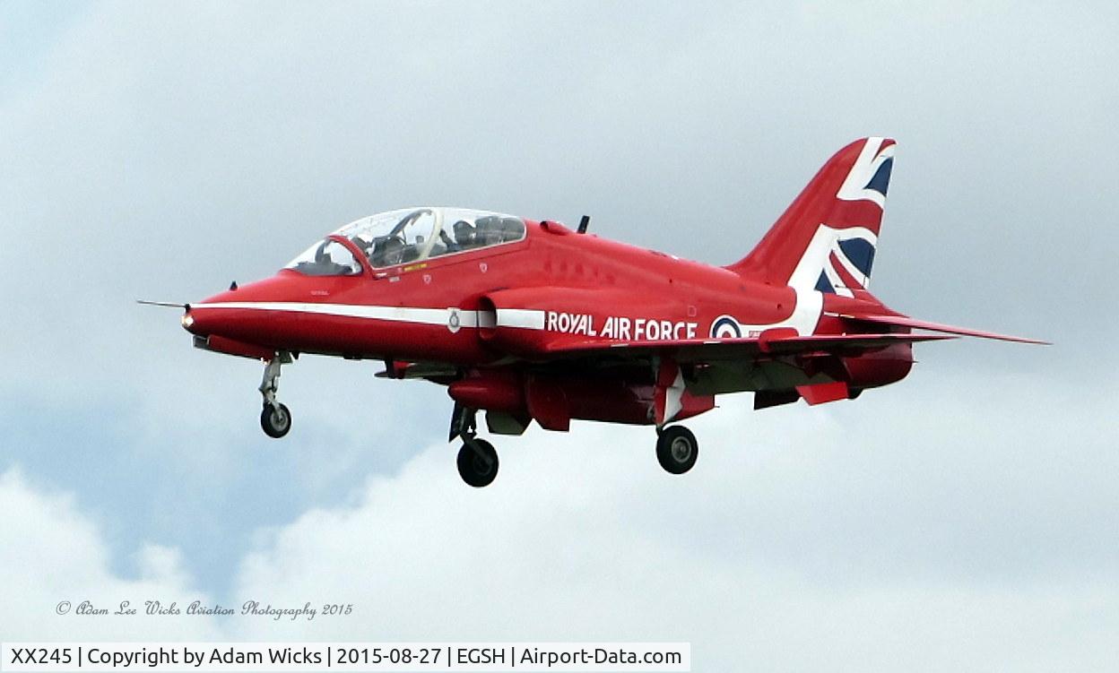 XX245, 1978 Hawker Siddeley Hawk T.1 C/N 081/312081, Red Arrows Hawk on approach runway 27 R
