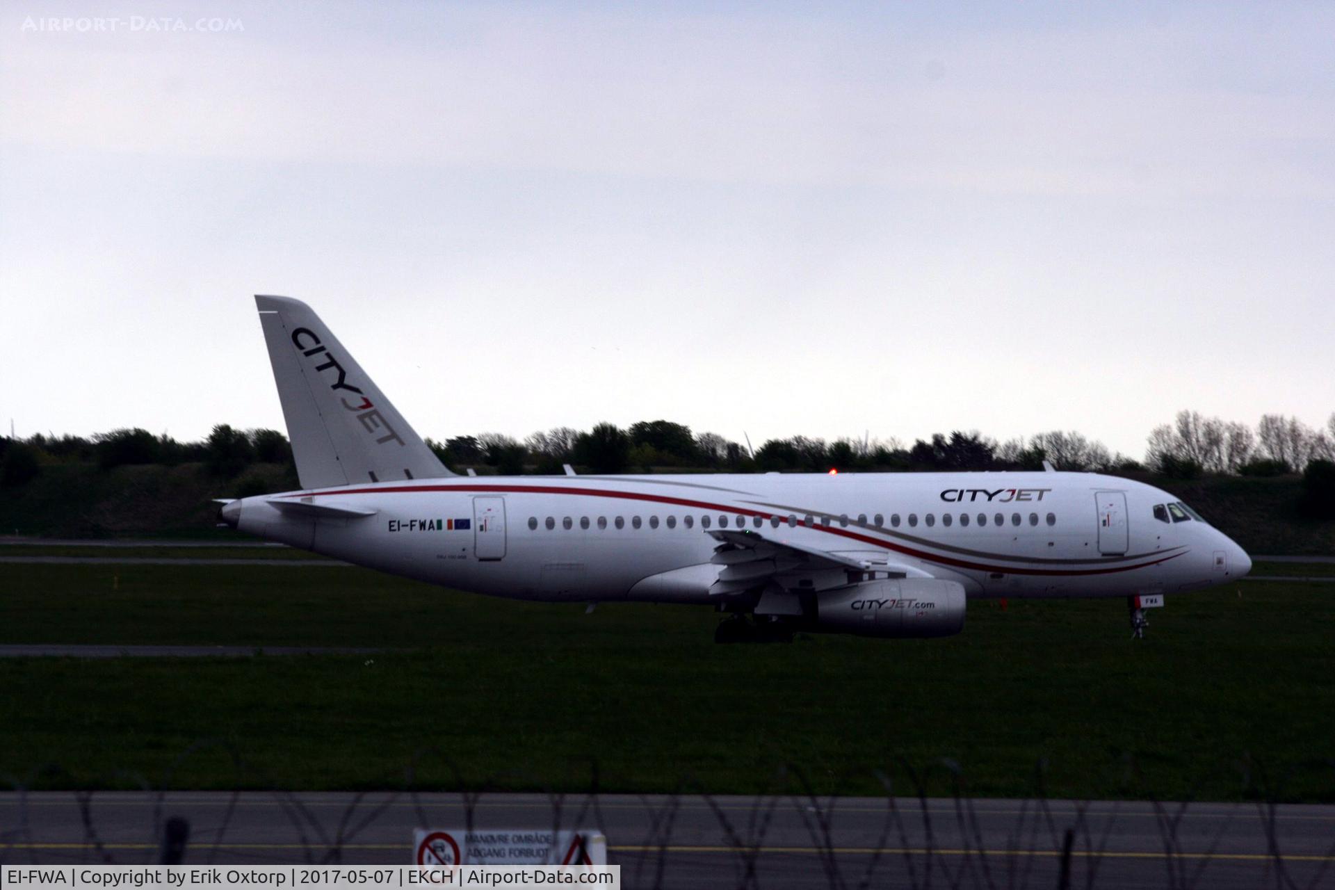 EI-FWA, 2015 Sukhoi Superjet 100-95B C/N 95102, EI-FWA taking off rw 22R. Operating for Brussels Airlines.