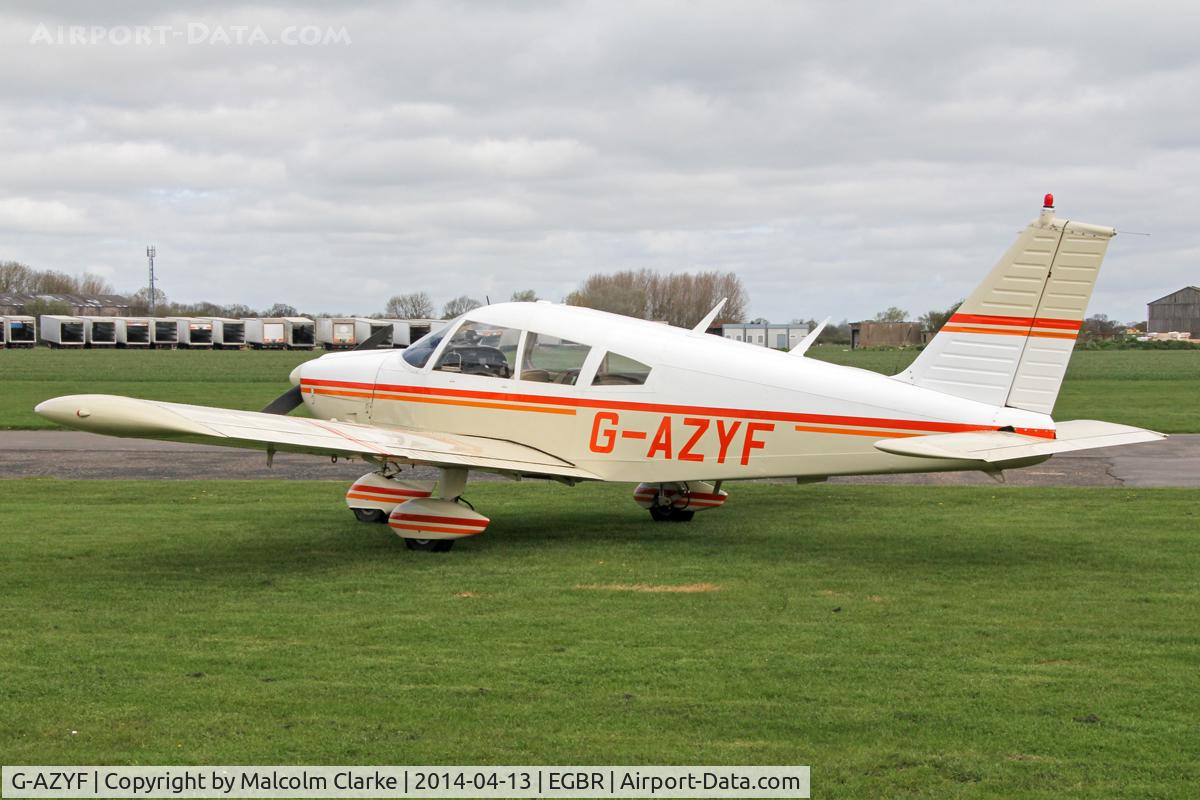 G-AZYF, 1968 Piper PA-28-180 Cherokee C/N 28-5227, Piper PA-28-180 Cherokee at Beighton Airfield's Early Bird Fly-In. April 13th 2014.